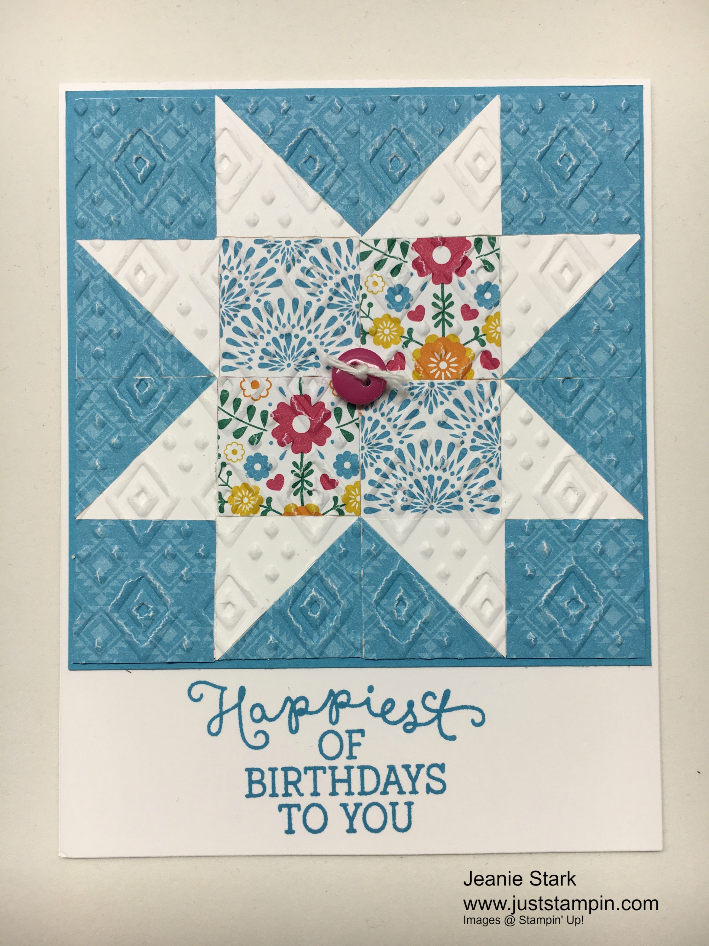 Stampin Up Birthday Blooms Quilt card idea - Jeanie Stark StampinU