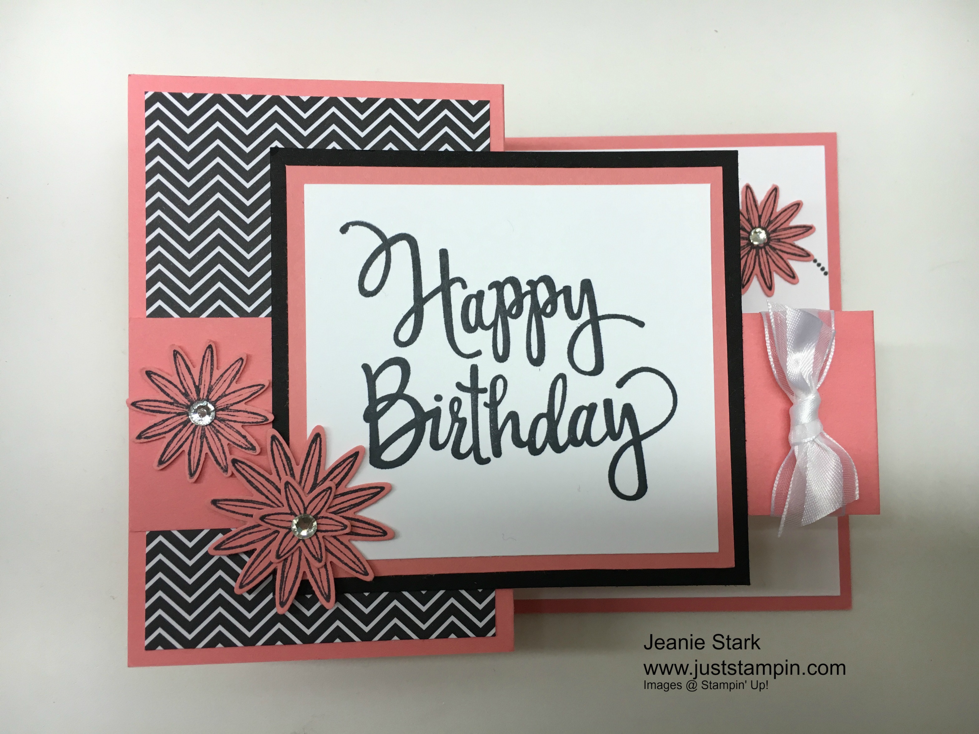 Stampin Up Stylized Birthday fun fold card idea using the Blossom Bunch Punch - Jeanie Stark StampinUp