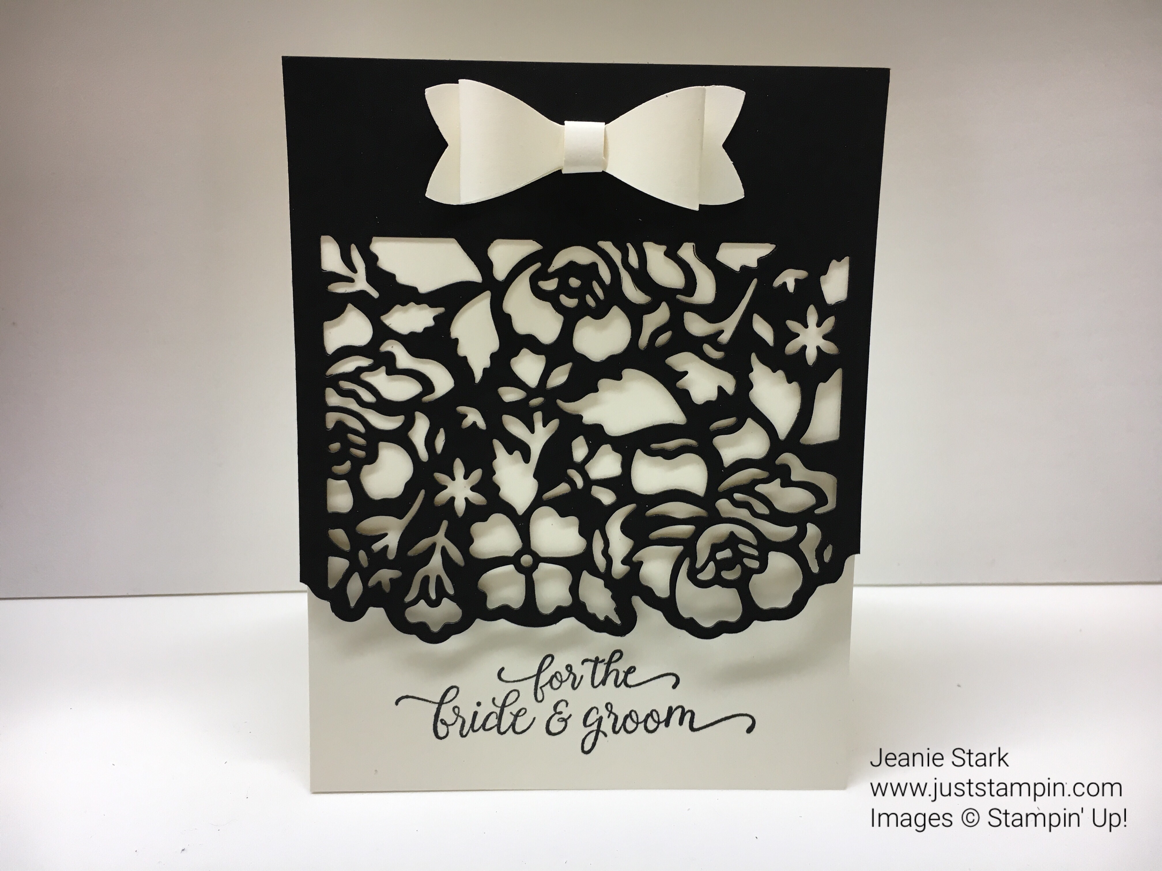 Stampin Up Detailed Floral Thinlits Wedding Card idea - Jeanie Stark StampinUp