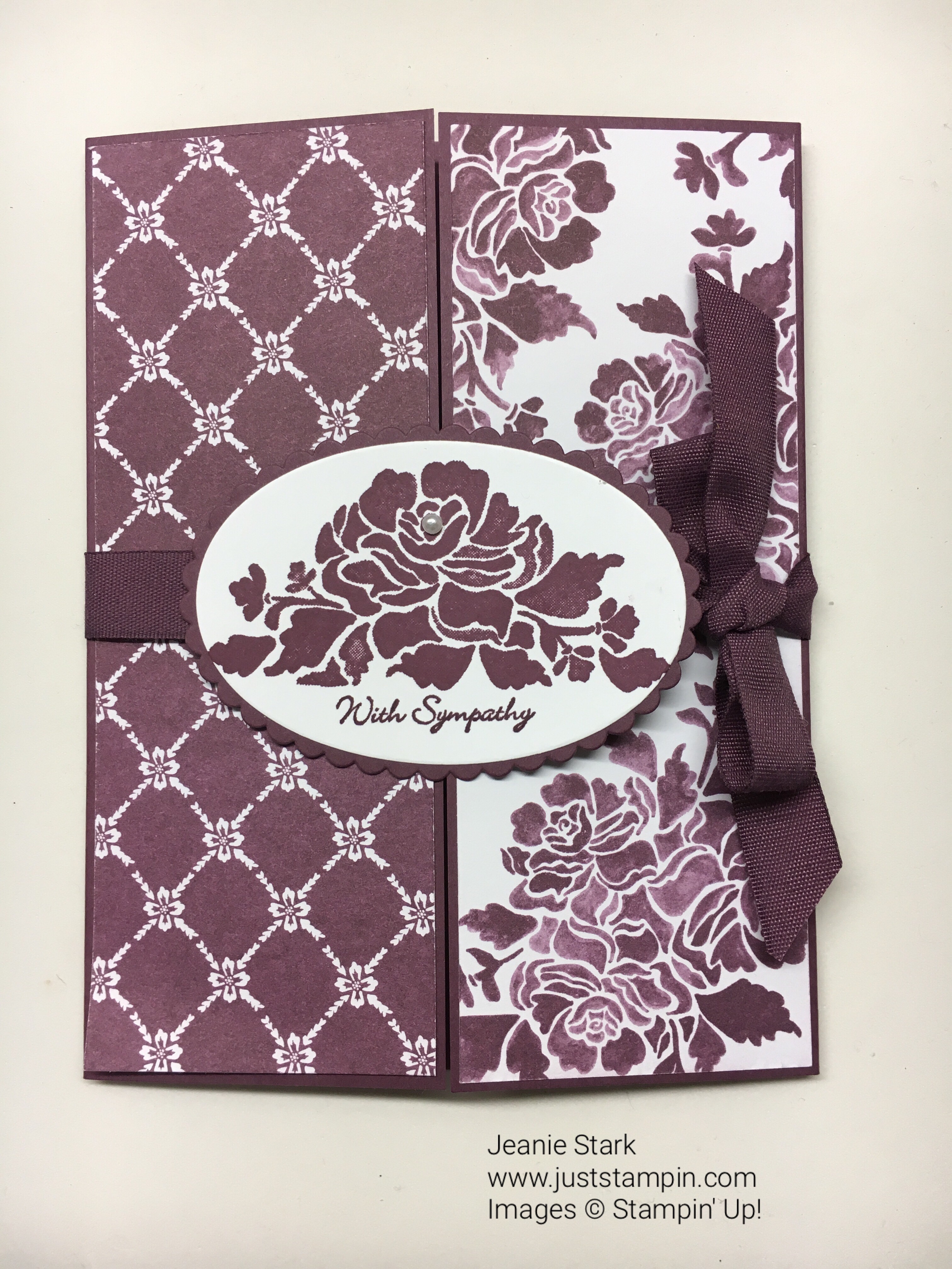 Stampin Up Floral Phrases and Teeny Tiny Wishes Gate Fold Sympathy card idea - Jeanie Stark StampinUp