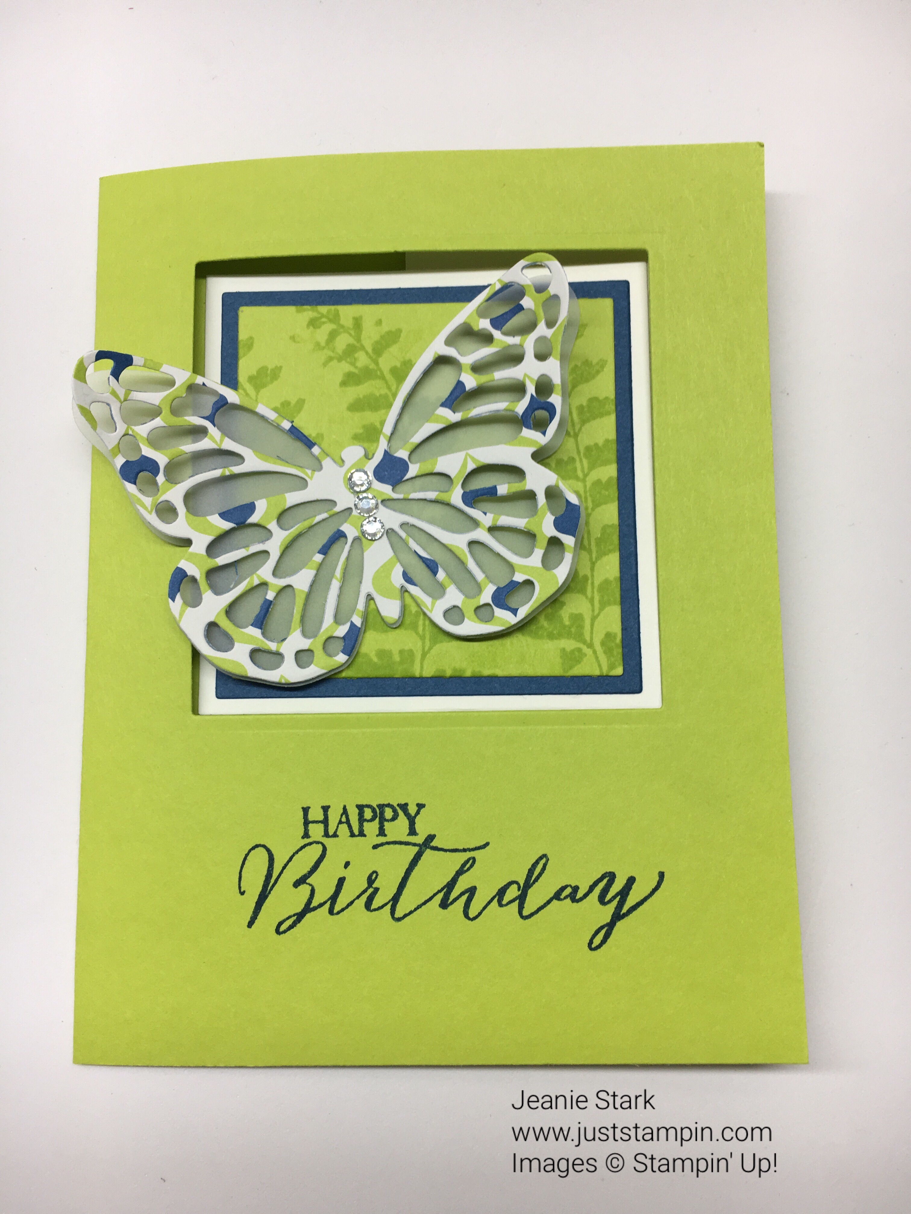 Stampin Up Happy Birthday fun fold lever card using Butterfly Basics stamp set and Butterflies Thinlits. For more fun fold card ideas and inspiration visit www.juststampin.com
