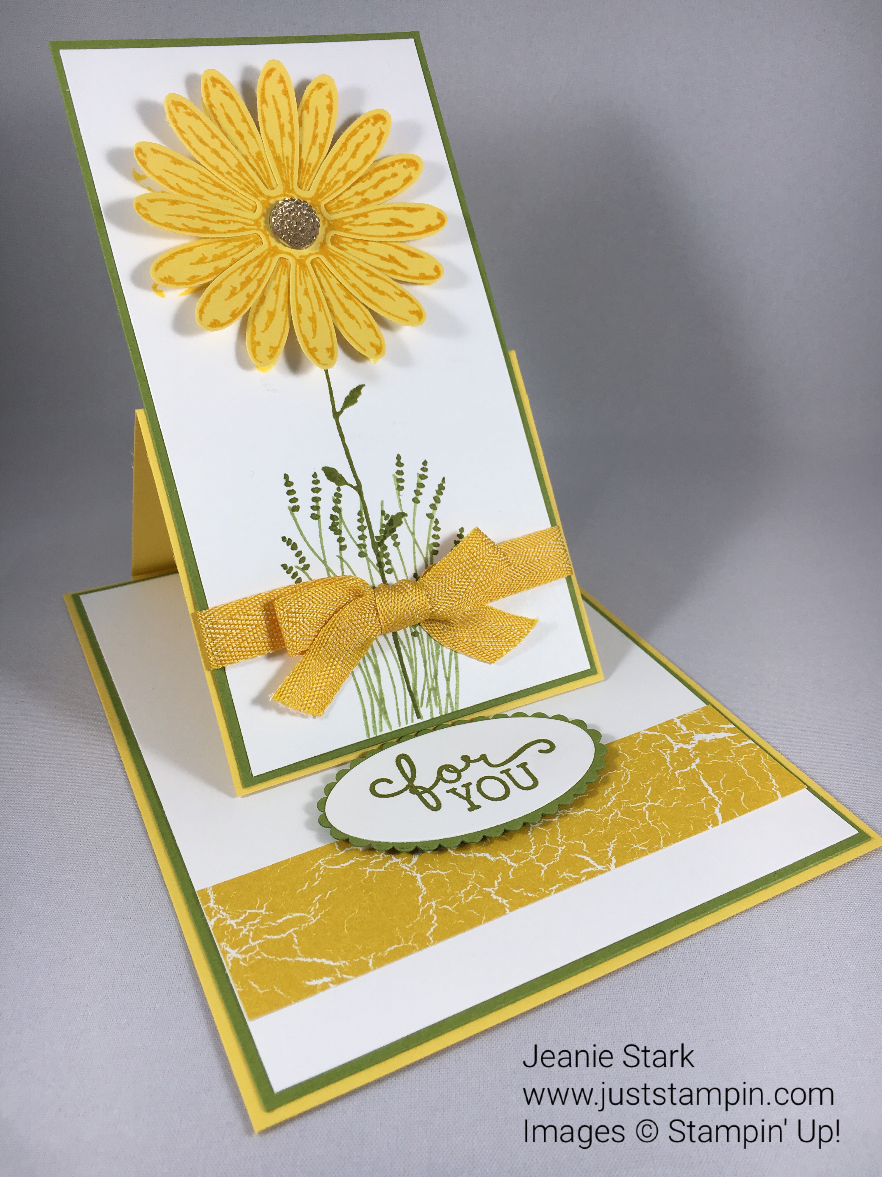 Stampin Up Daisy Delight fun fold easel card. For lots of fun fold card inspiration check out my ABC Fun Folds at www.juststampin.com.