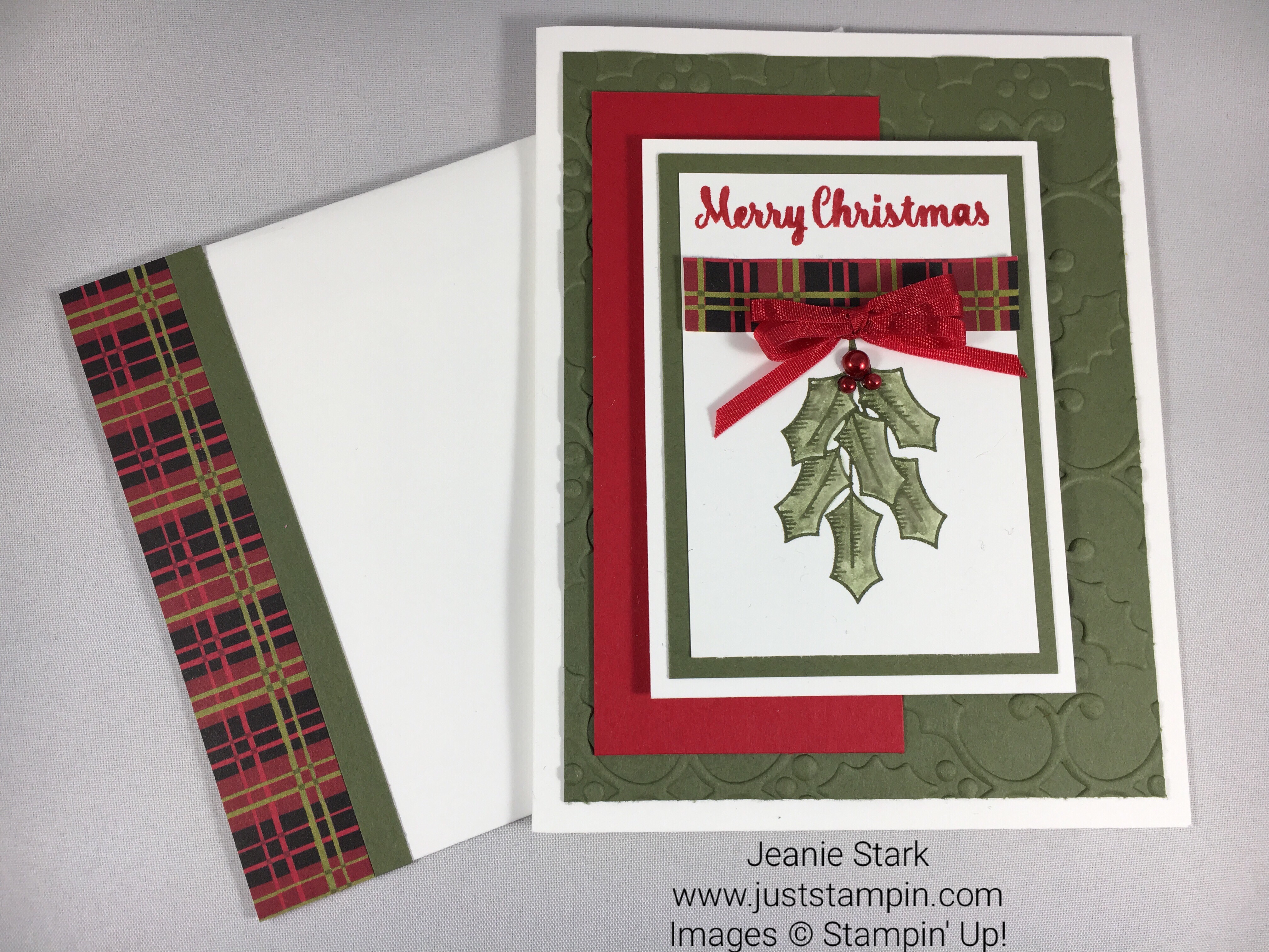 Stampin Up Holly Berry Happiness Christmas card idea - Jeanie Stark StampinUP