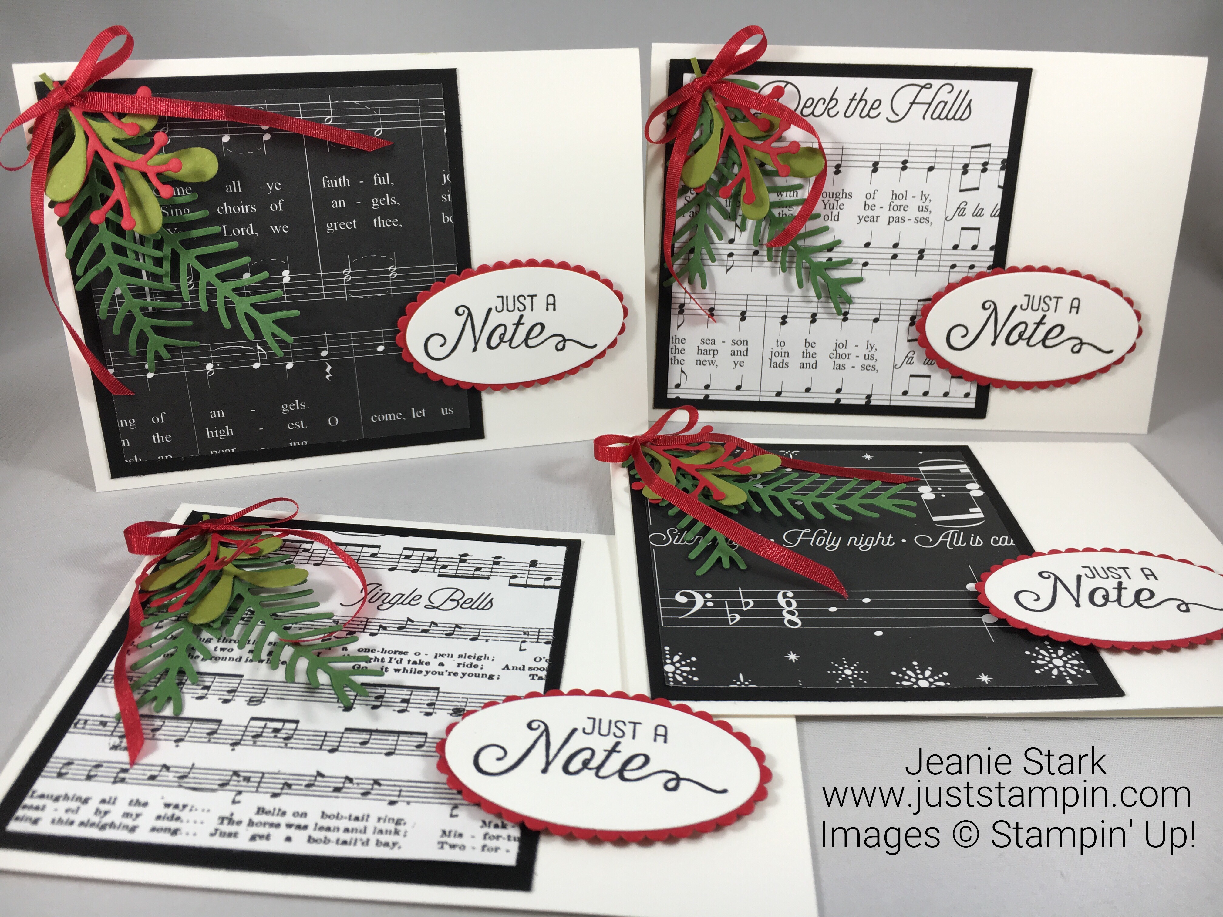 Stampin Up Merry Music Specialty Designer Series Paper note card idea - Jeanie Stark StapinUp