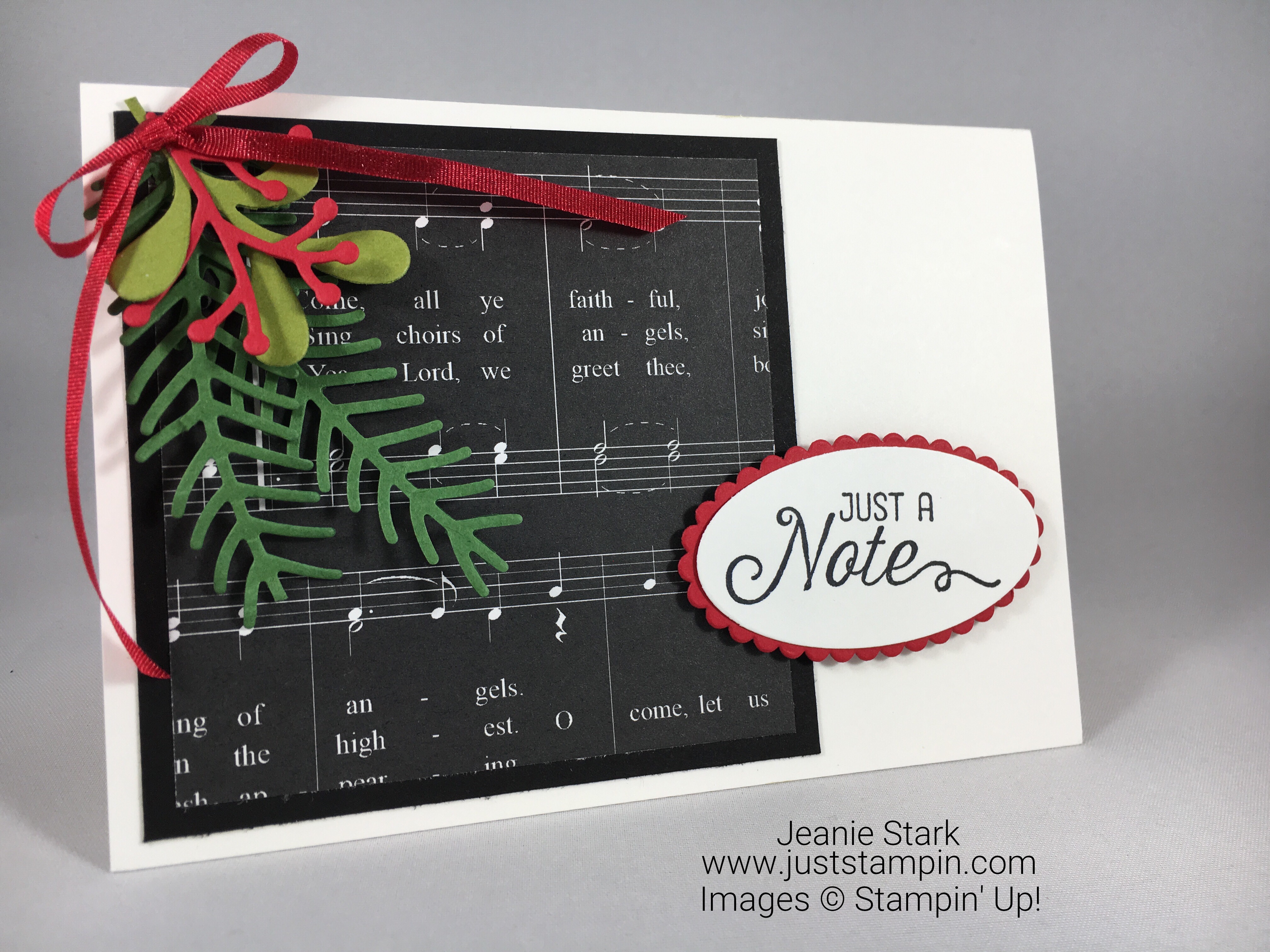 Stampin Up Merry Music Specialty Designer Series Paper note card idea - Jeanie Stark StapinUp