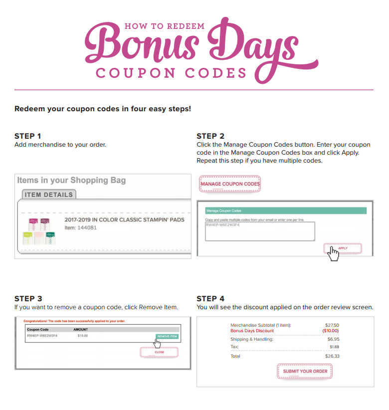 How to redeem Bonus Days coupons