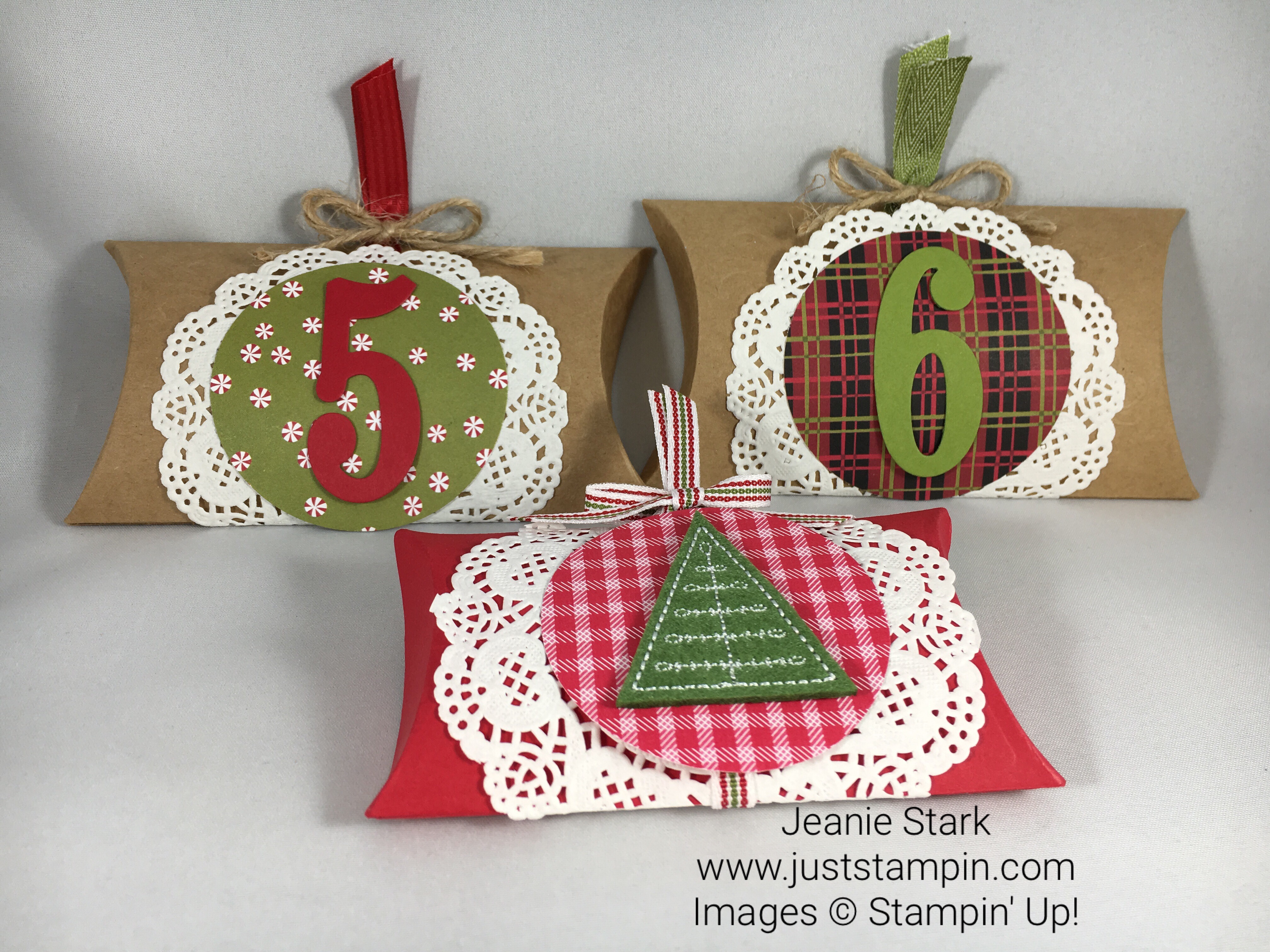 Stampin Up Paper Pumpkin and Trim Your Stocking Pillow Box Ideas - Jeanie Stark StampinUp