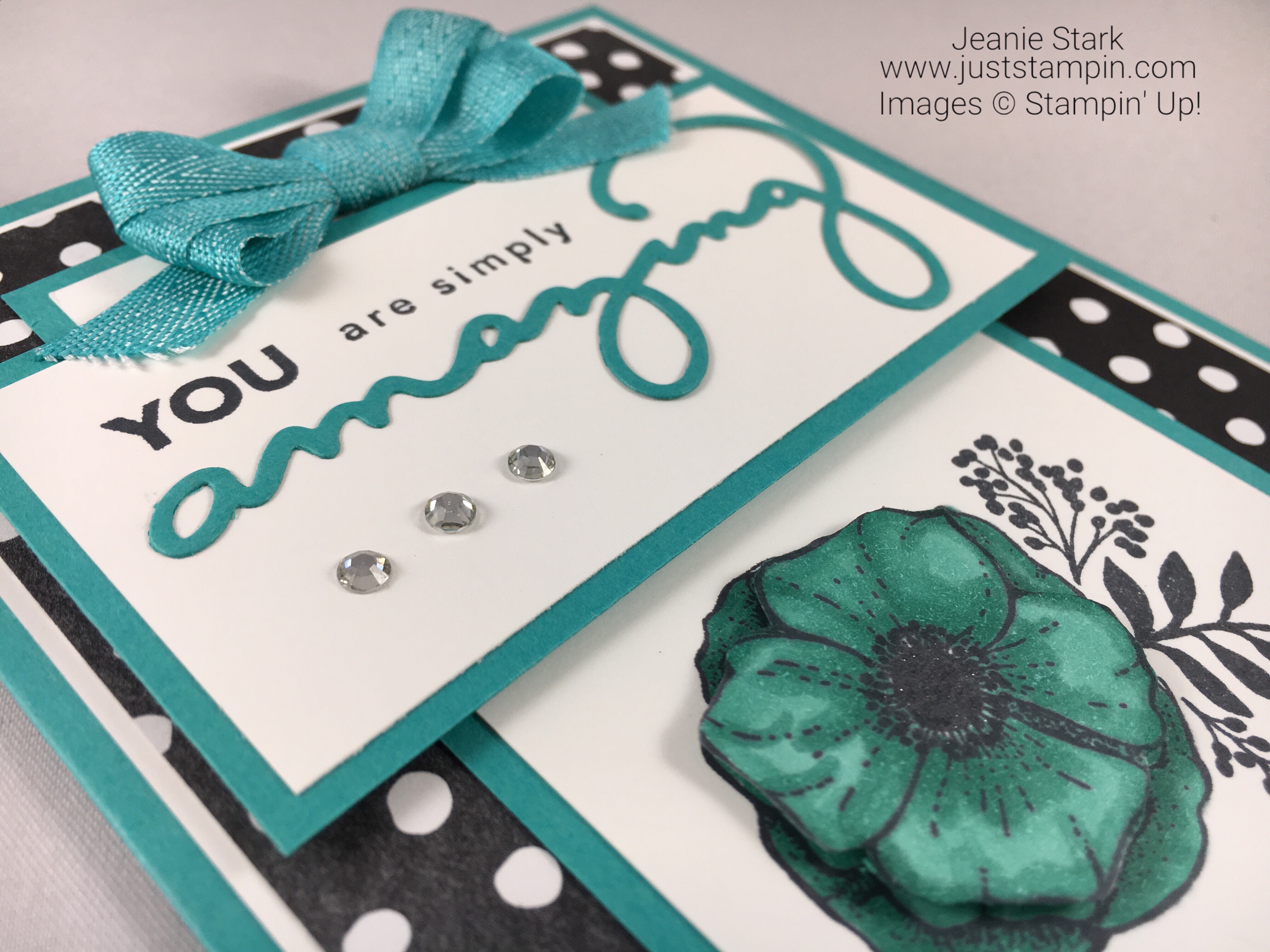 Stampin Up Amazing You Stamp Set and Celebrate You Thinlits card idea - Jeanie Stark StampinUp