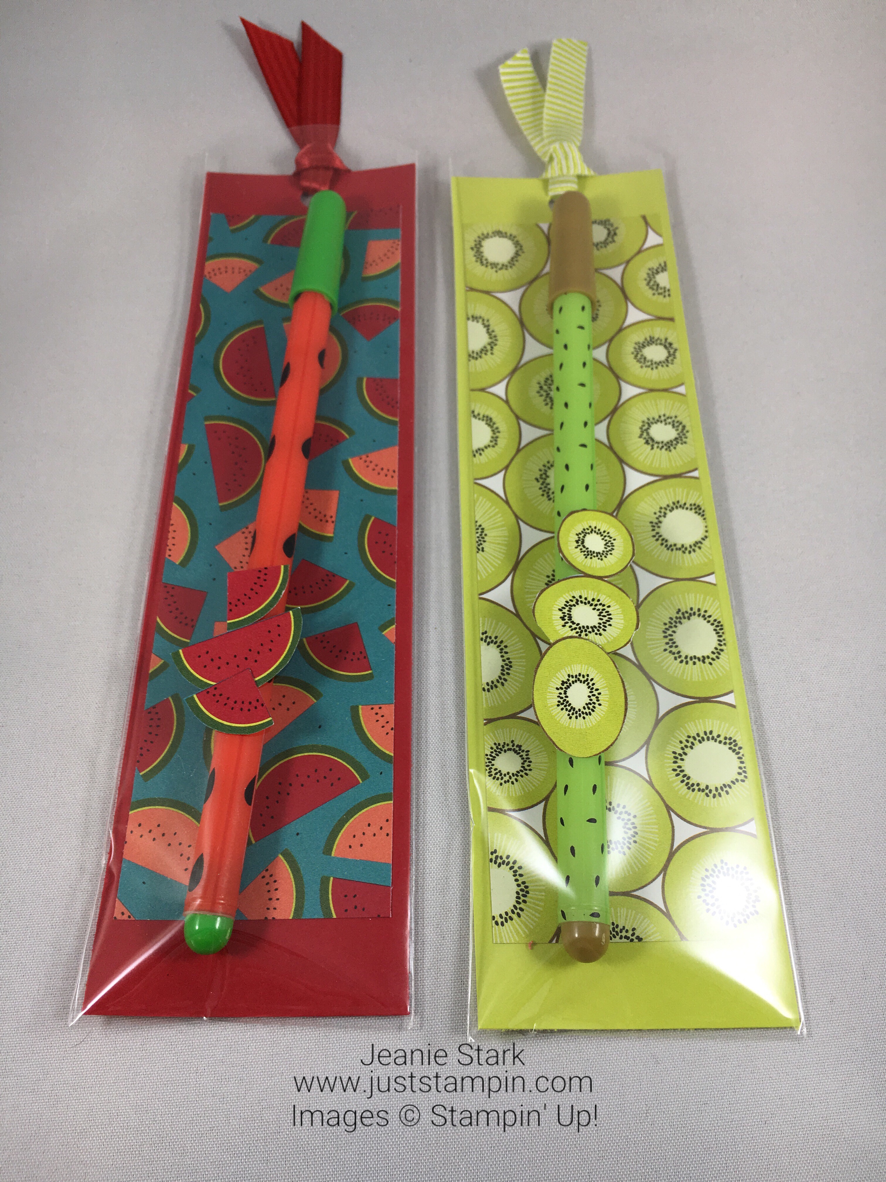Stampin Up Tutti-Frutti Designer Series Paper bookmark & gift idea - Jeanie Stark StampinUp