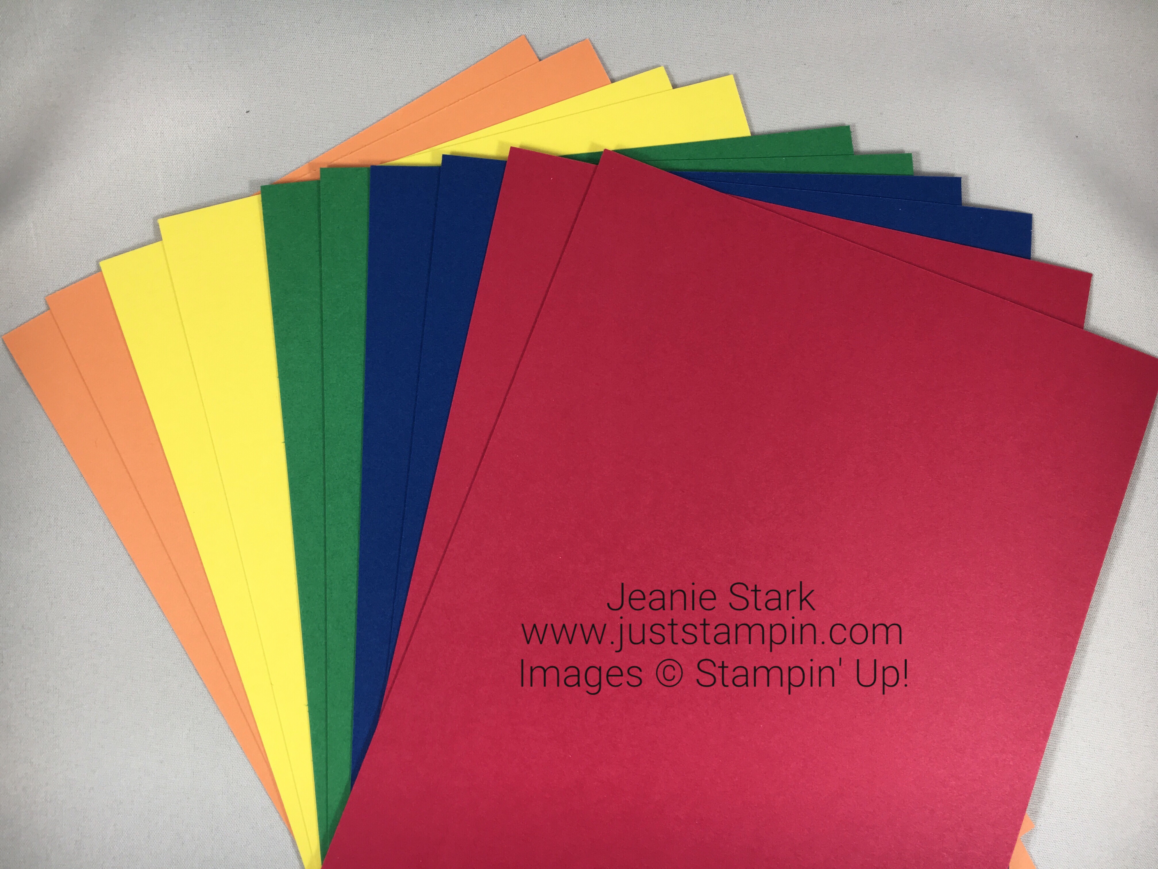 Stampin Up 2018-2020 In Colors - FREE cardstock with purchase of the In Color bundle from my online store in May! Visit www.juststampin.com Jeanie Stark StampinUp