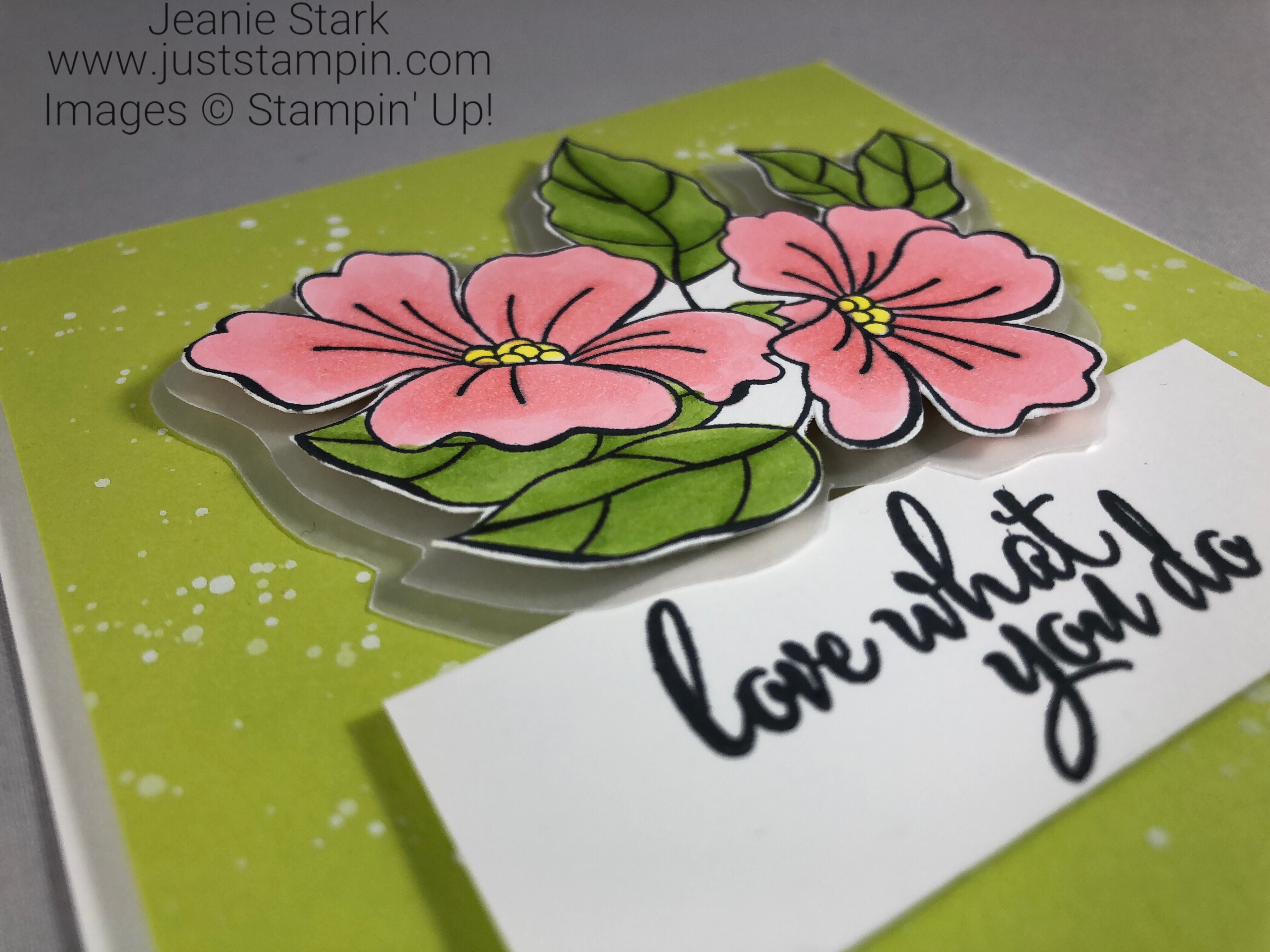 Stampin Up Blended Seasons and Love What You Do floral card idea colored with Stampin Blends - Jeanie Stark StampinUp