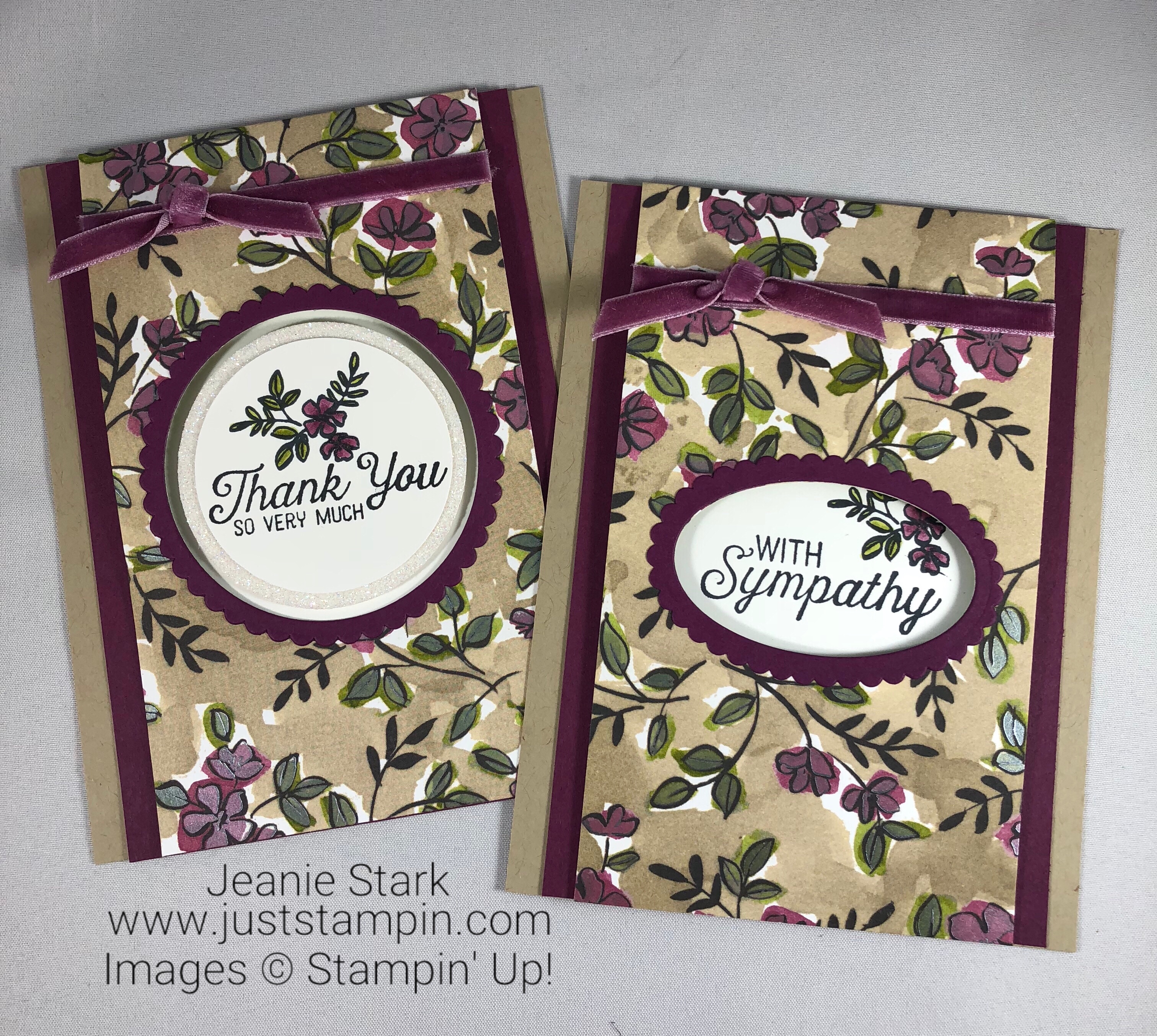 Stampin Up Flourishing Phrases Fun Fold thank you and sympathy card ideas - Jeanie Stark StampinUp