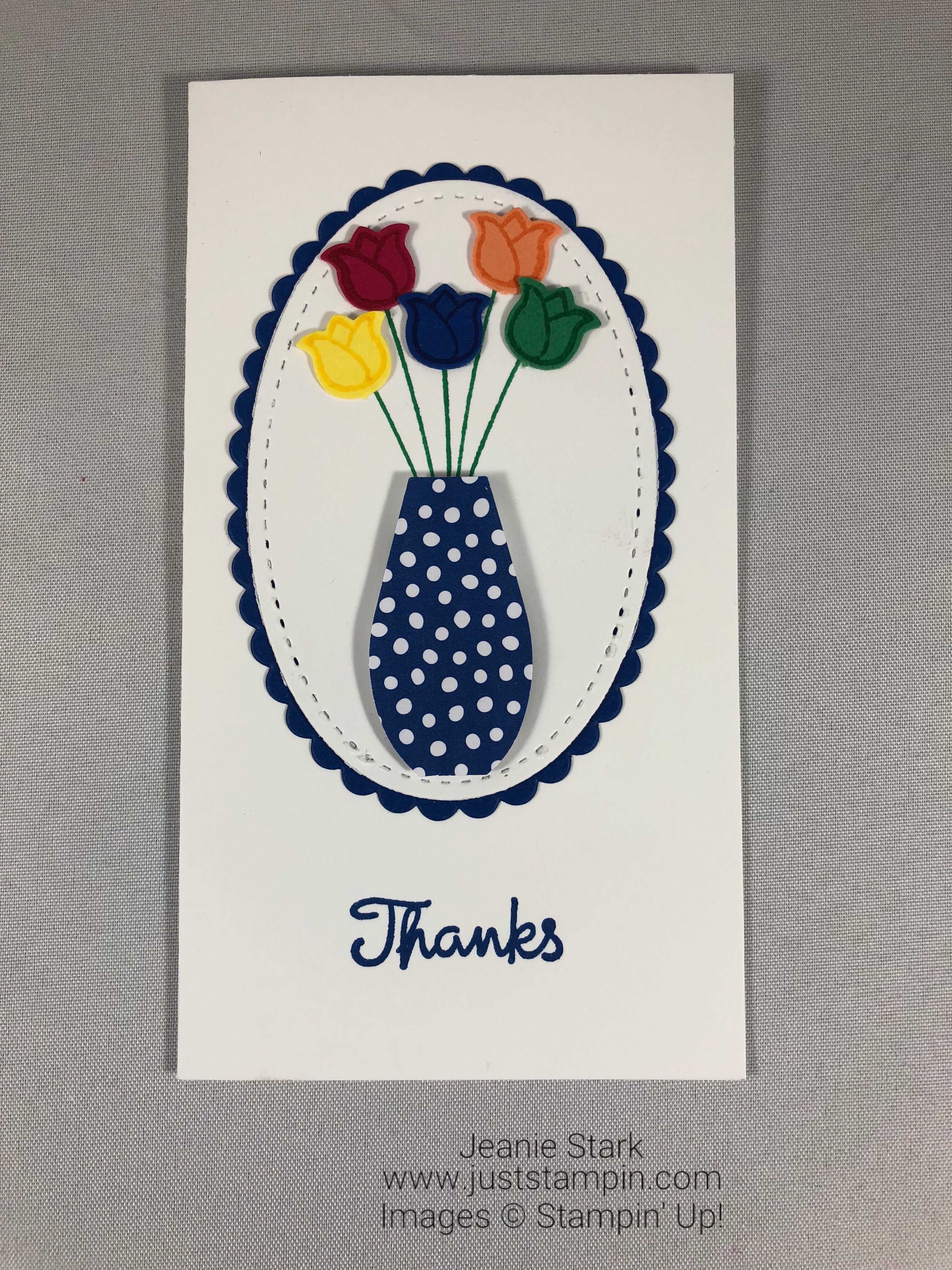 Stampin Up Varied Vases In Color thank you card idea - Jeanie Stark StampinUp