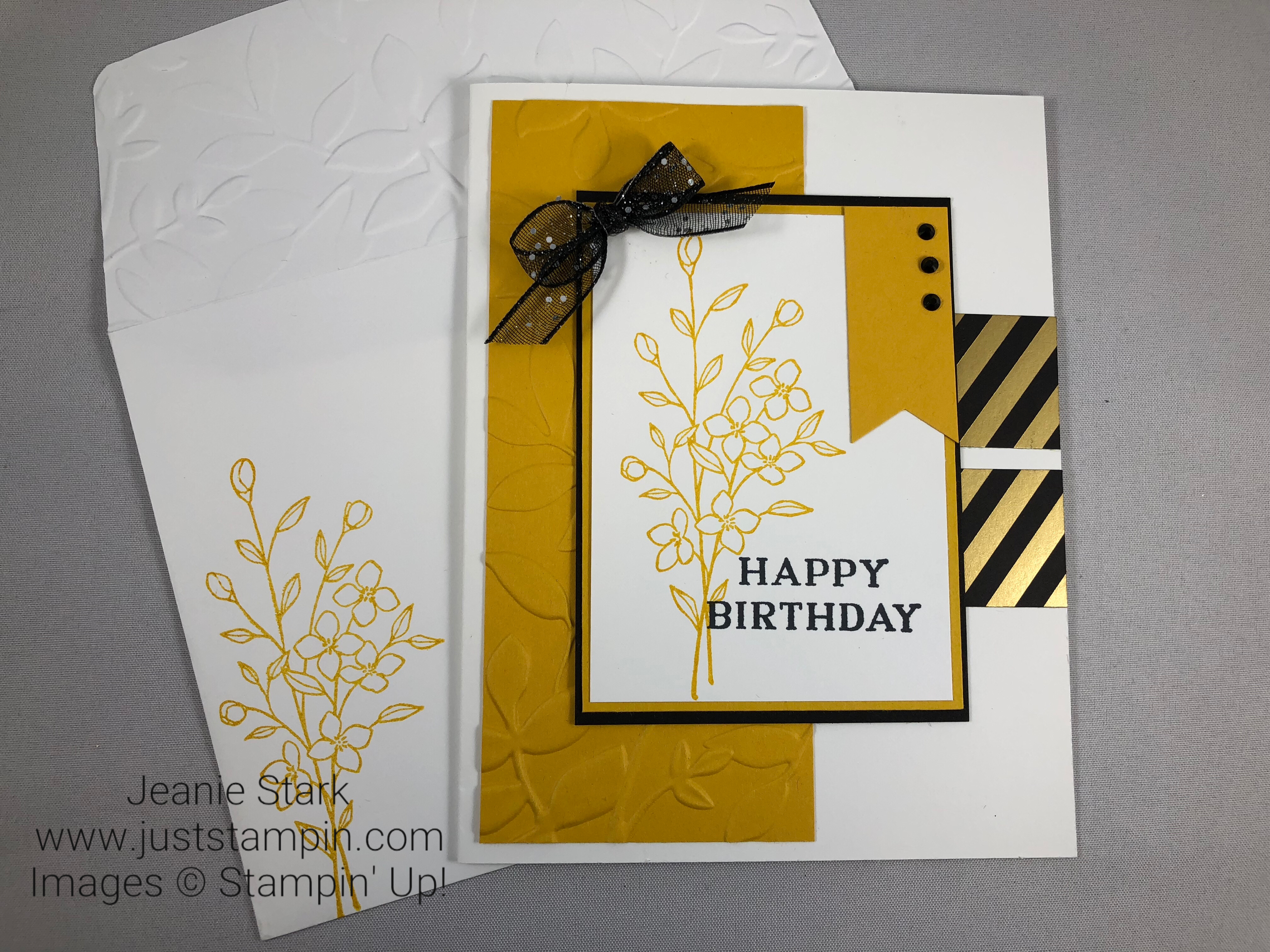 Stampin Up Touches of Texture and Perennial Birthday embossed Birthday card idea - Jeanie Stark StampinUp