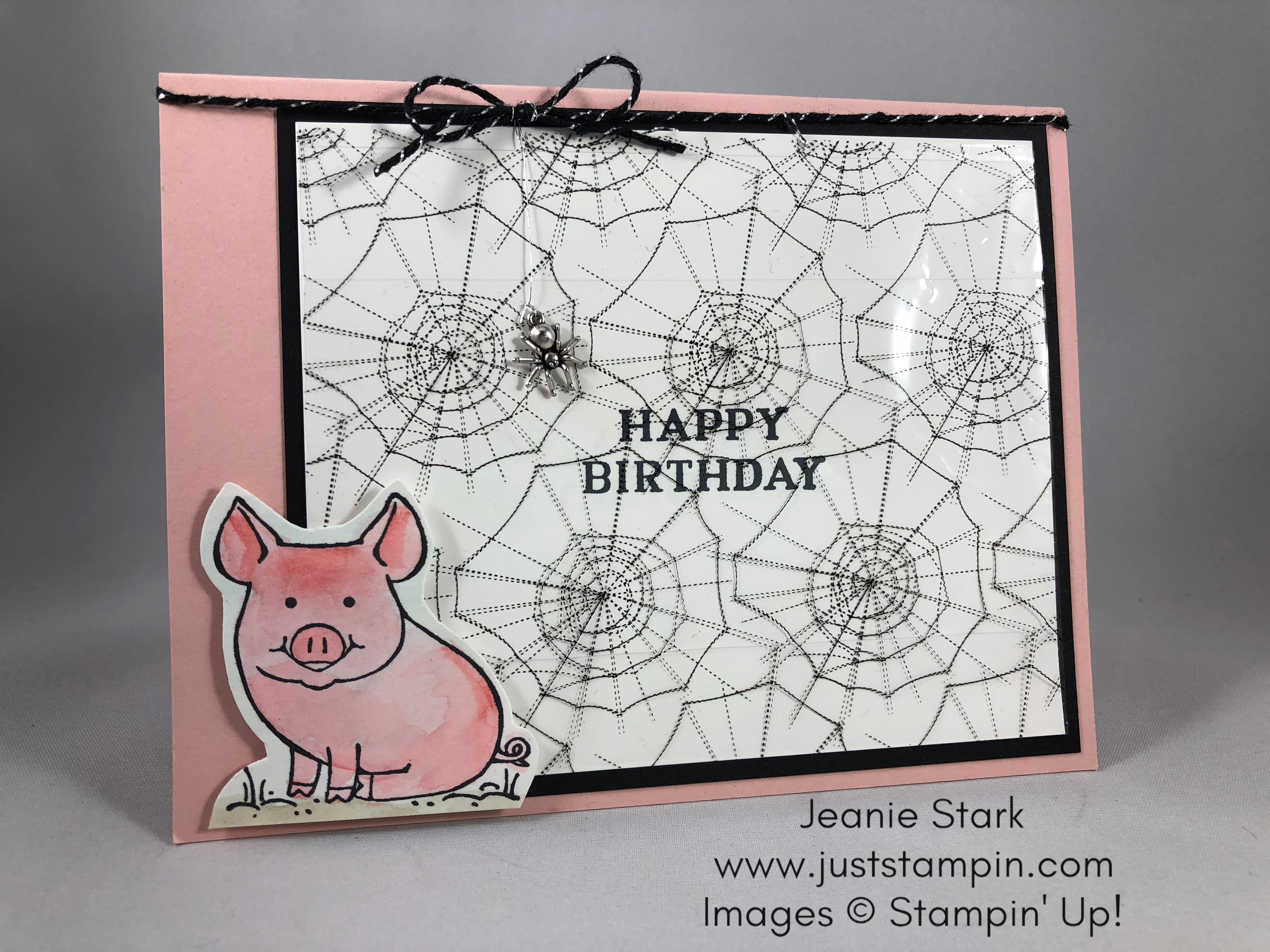 Stampin Up This Little Piggy and Paper Pumpkin Frights & Delights alternative birthday card idea - Jeanie Stark StampinUp www.juststampin.com