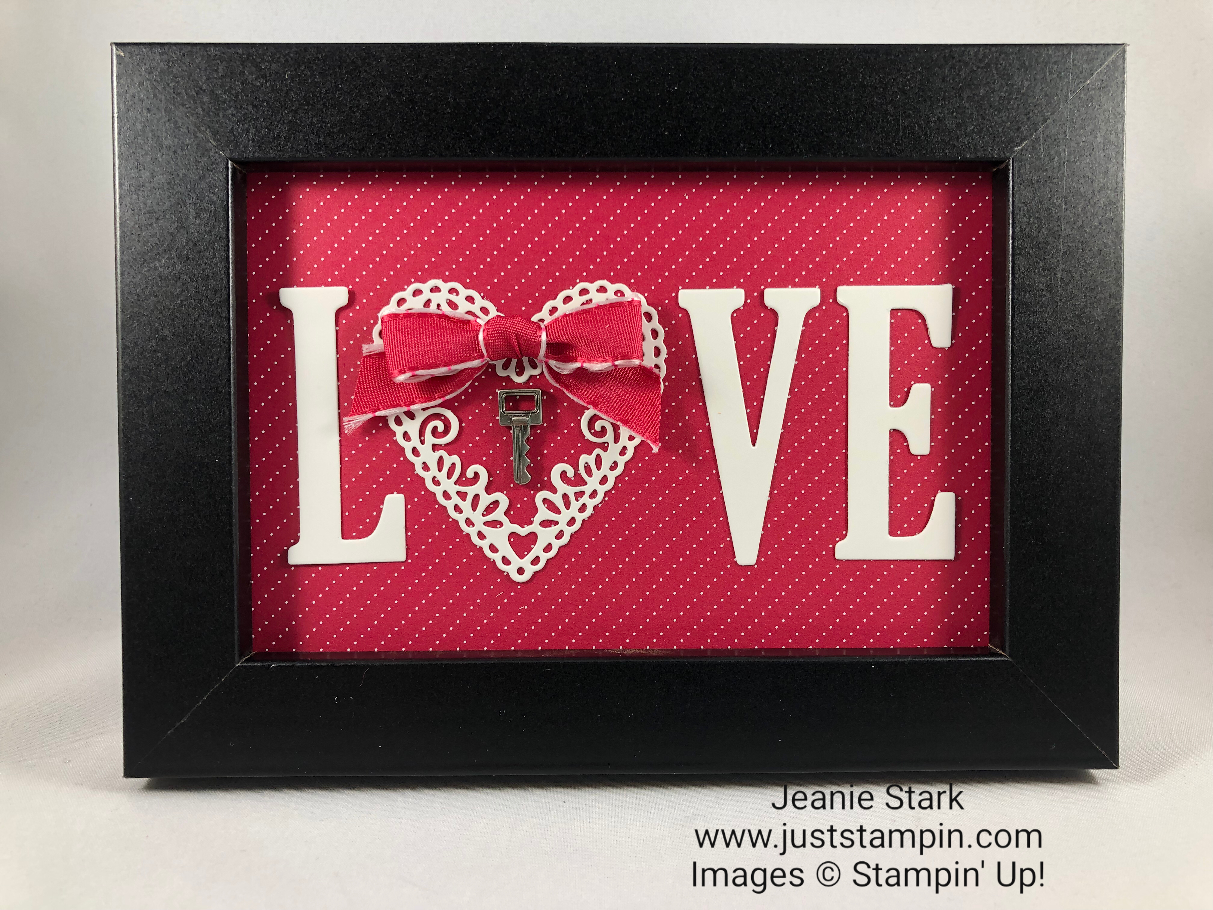 Stampin Up Large Letter Framelits and Be Mine Stitched Framelits Dies Framed Art Gift Ideas for Valentine's Day, Wedding, or Anniversary - Jeanie Stark StampinUp