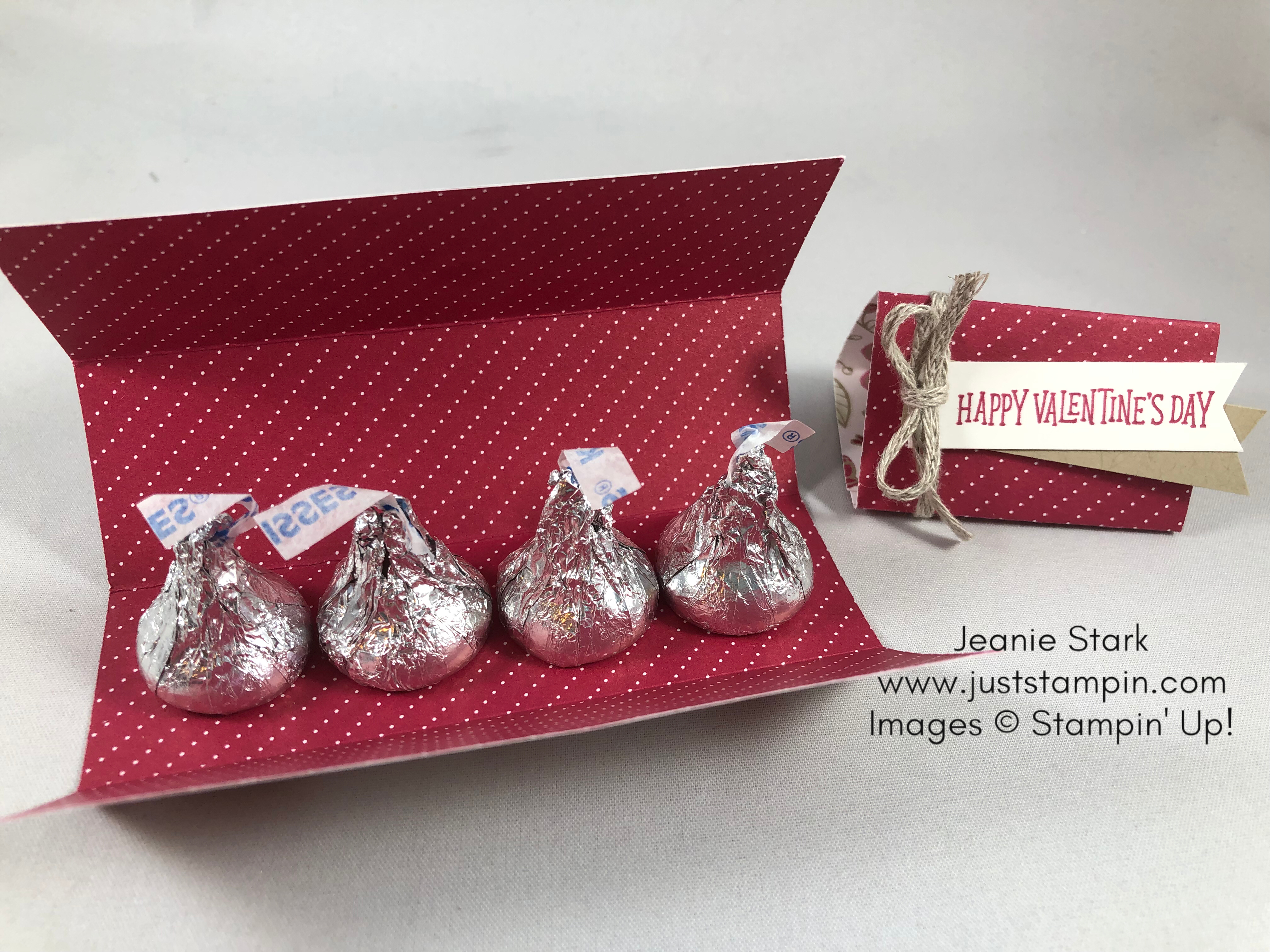 Stampin Up Hershey kiss treat holder idea for Valentine's Day using Paper Pumpkin stamp set and All My Love Designer Series Paper - Jeanie Stark StampinUp