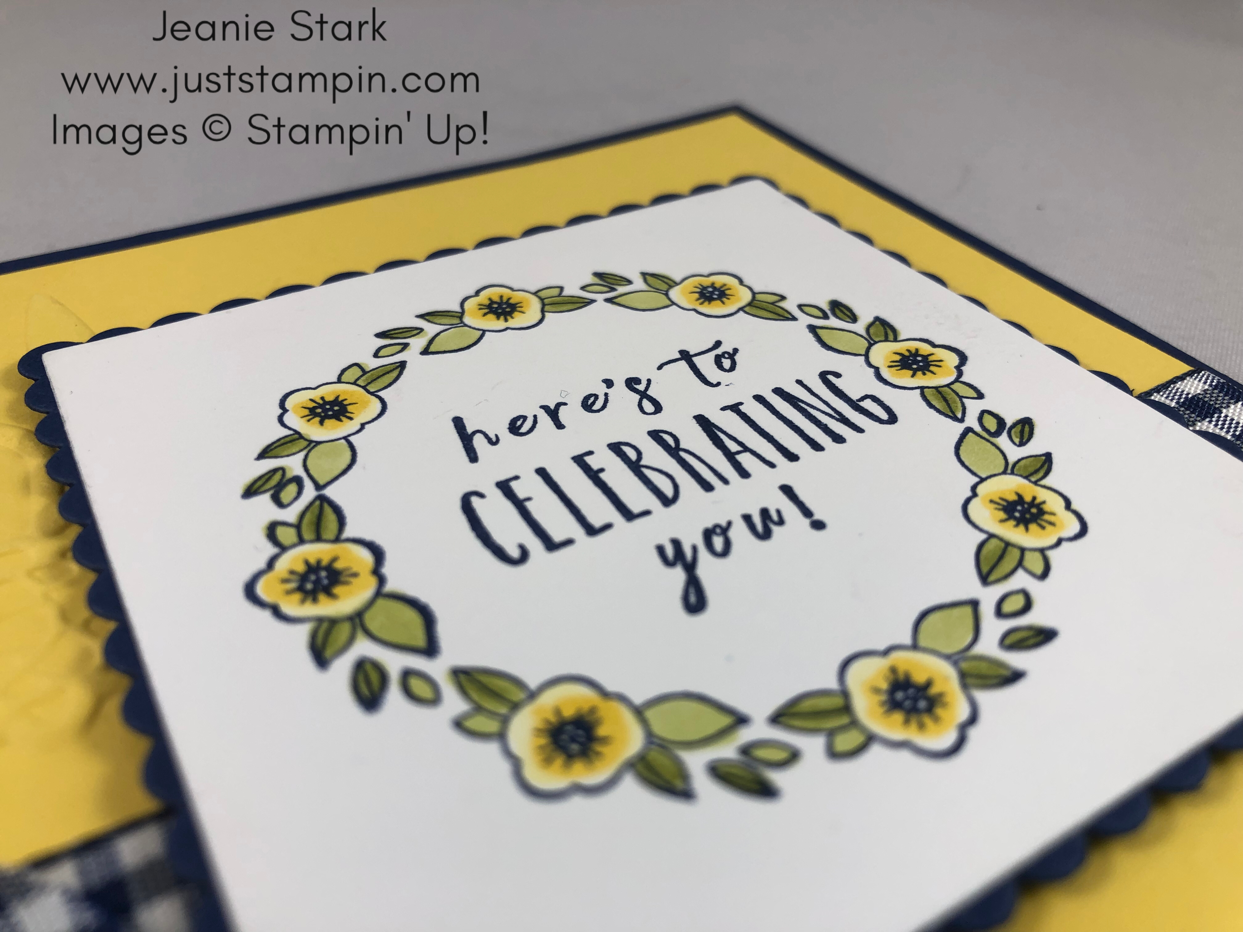 Stampin Up Perennail Birthday card idea using the wreath builder technique and the Accented Blooms stamp set with the Stamparatus - Jeanie Stark StampinUp