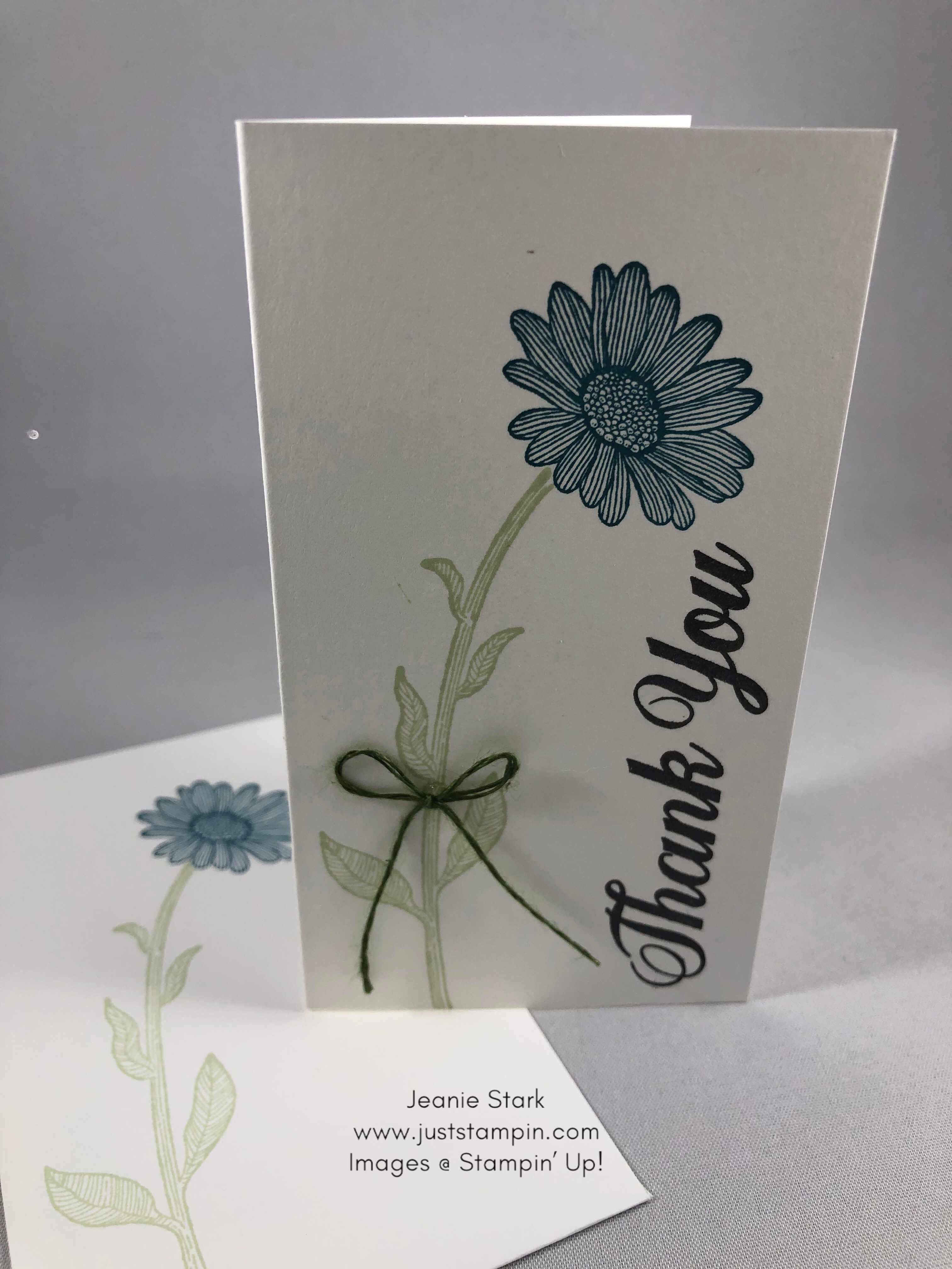 Stampin' Up! Daisy Lane Pretty Peacock thank you note card idea - Jeanie Stark StampinU
