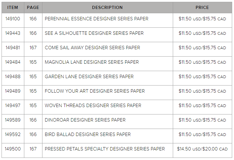 2019 Designer Series Paper Sale