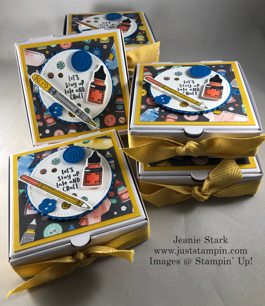 Stampin\' Up! It Starts with Art stamp set and Follow Your Art Designer Series Paper Mini Pizza Boxes treat idea - Jeanie Stark StampinUp