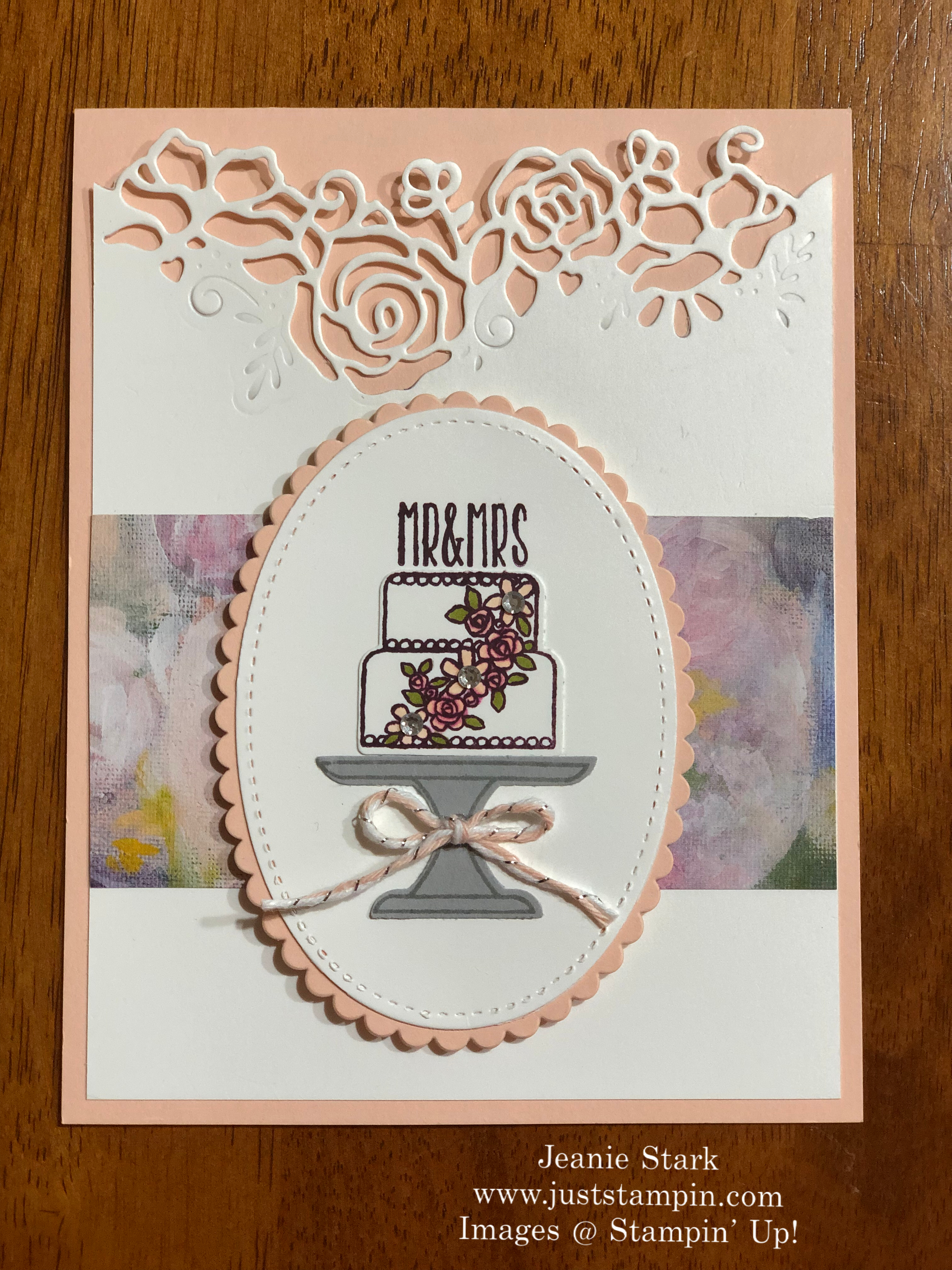 Stampin' Up! Piece of Cake and Lovely Flowers Wedding card idea - Jeanie Stark StampinUp