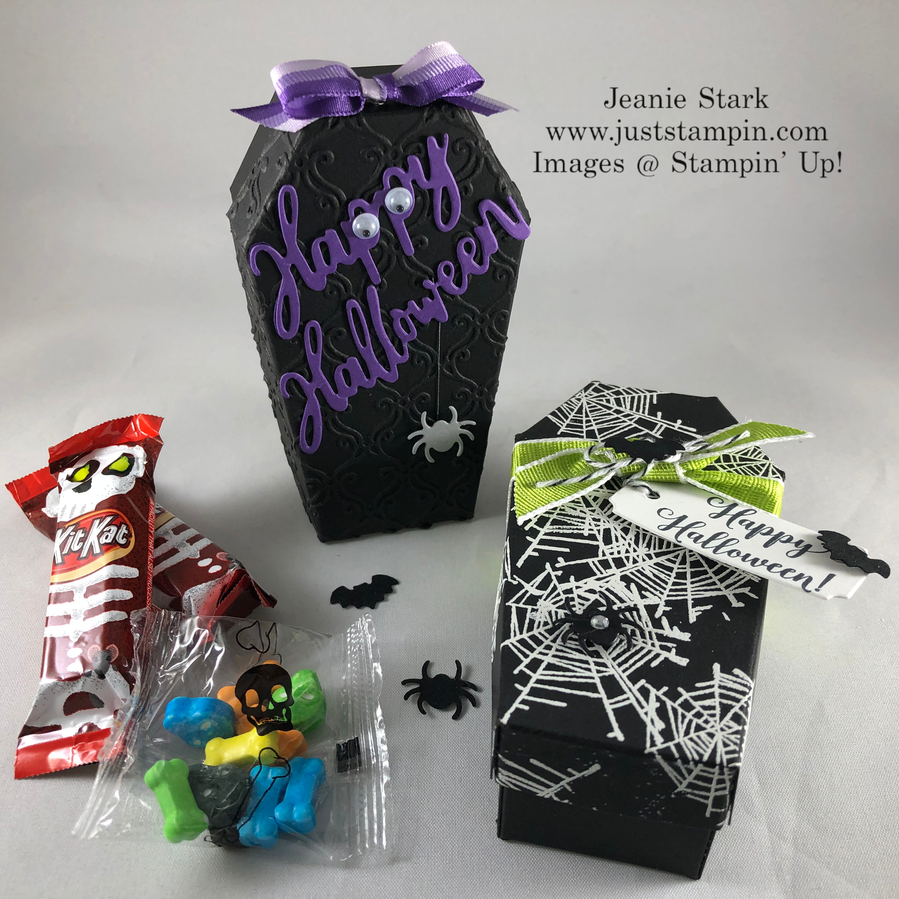 Stampin' Up! Coffin Treat Boxes and Wonderfully Wicked Stamp Set and Dies Halloween treat ideas - Jeanie Stark StampinUp