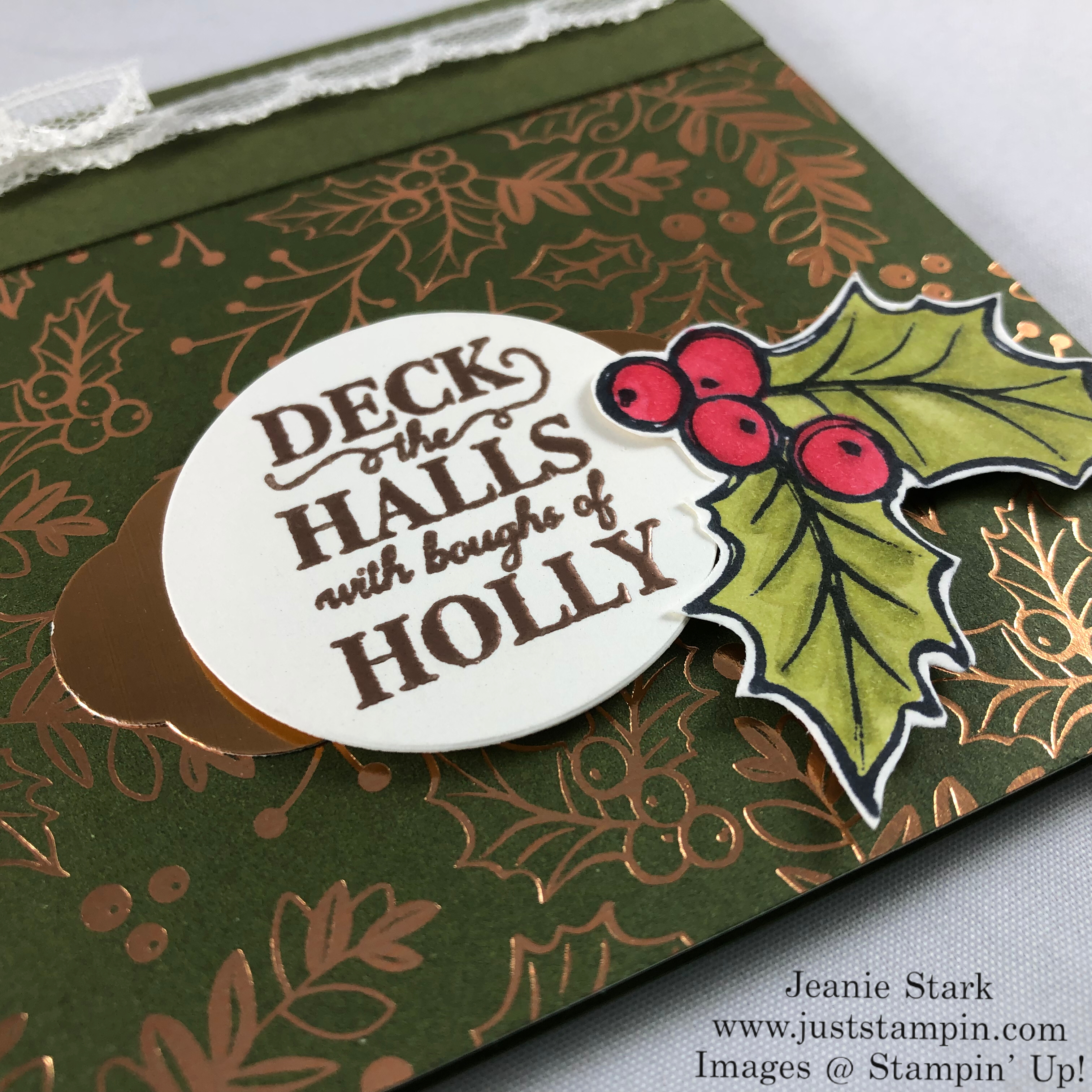 Stampin' Up! Christmas Gleaming Stamp Set and Brightly Gleaming Specialty Designer Series quick & easy Christmas card idea - Jeanie Stark StampinUp