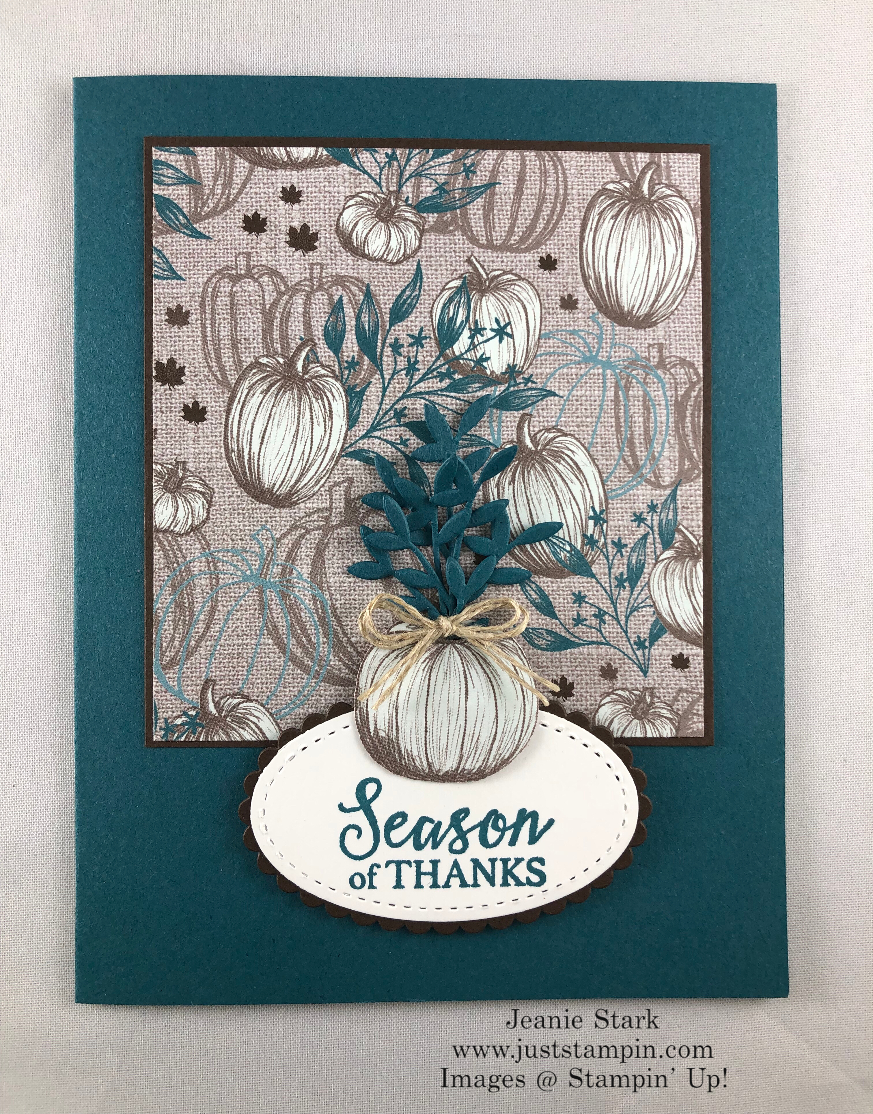 Stampin' Up! Gather Together Clean & Simple Thanksgiving or Thank You card idea - Jeanie Stark StampinUp