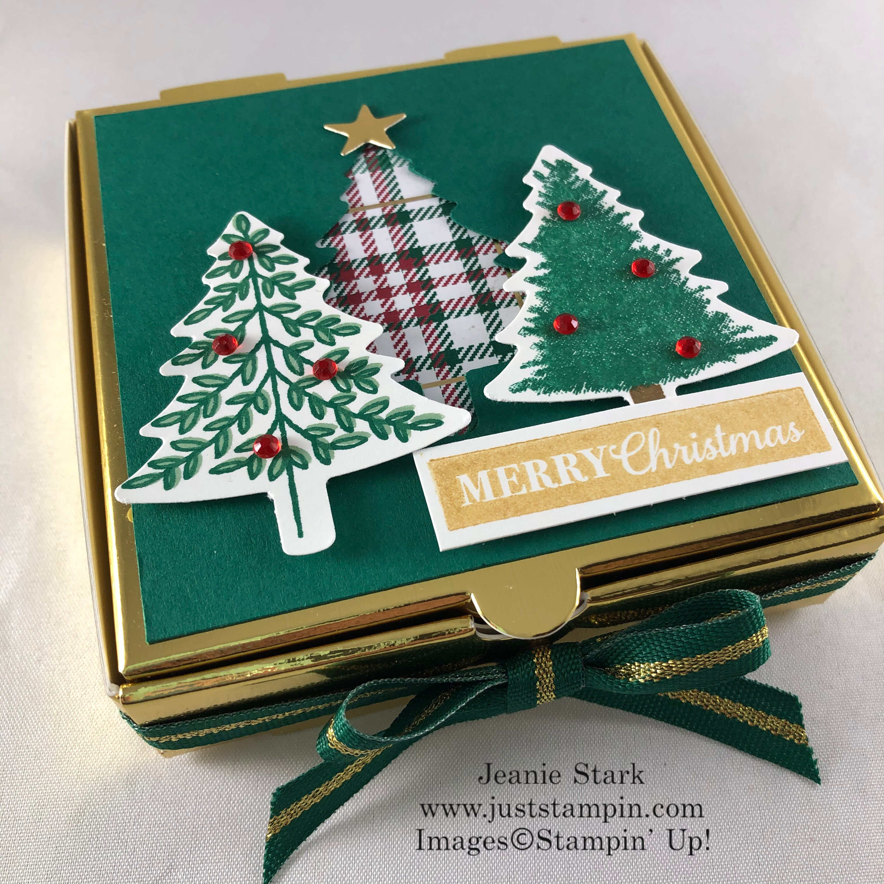 Stampin' Up! Perfectly Plaid Pizza Box Christmas gift idea - Jeanie Stark StampinUp