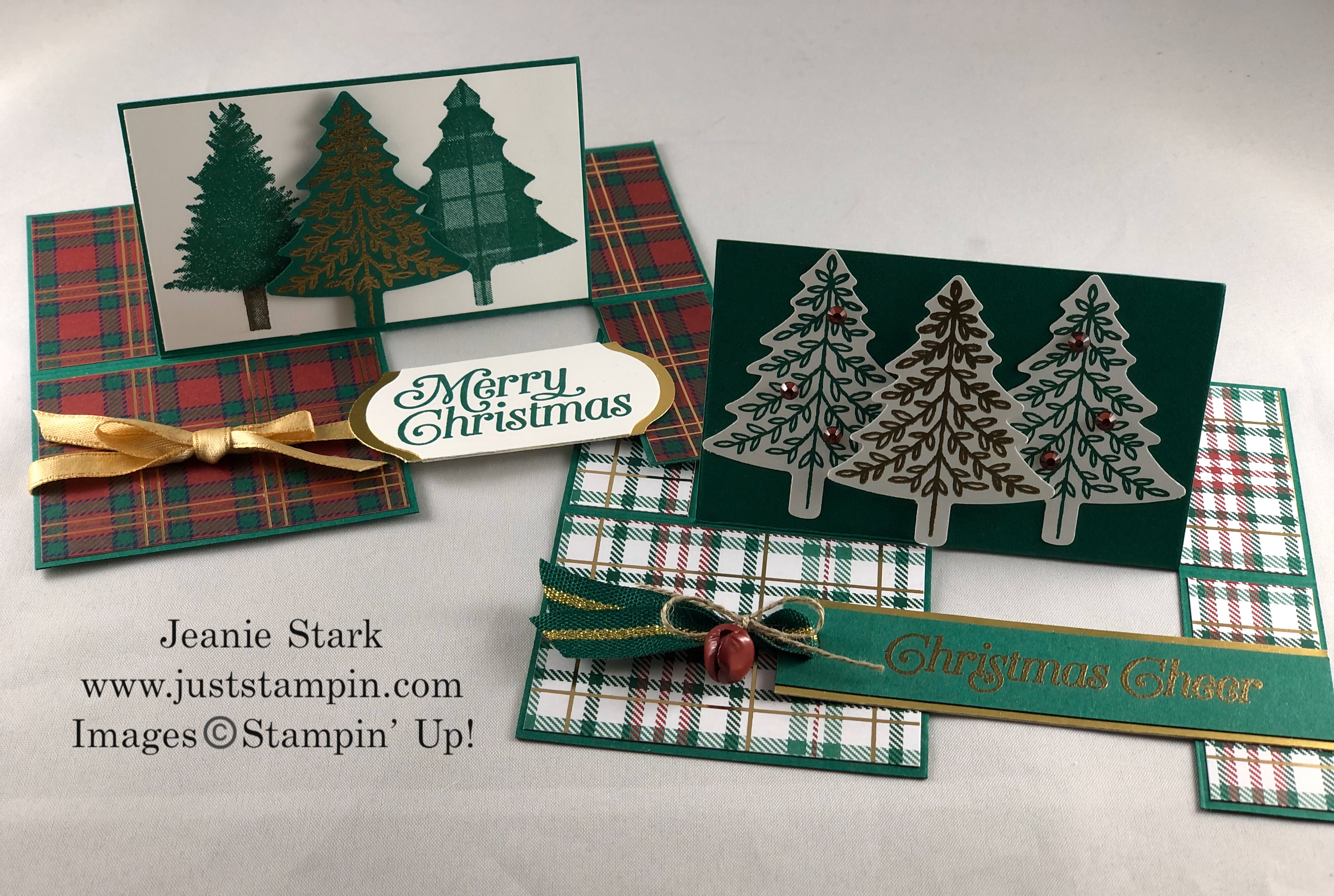 Stampin' Up! Perfectly Plaid Fun Fold Christmas card idea - Jeanie Stark StampinUp