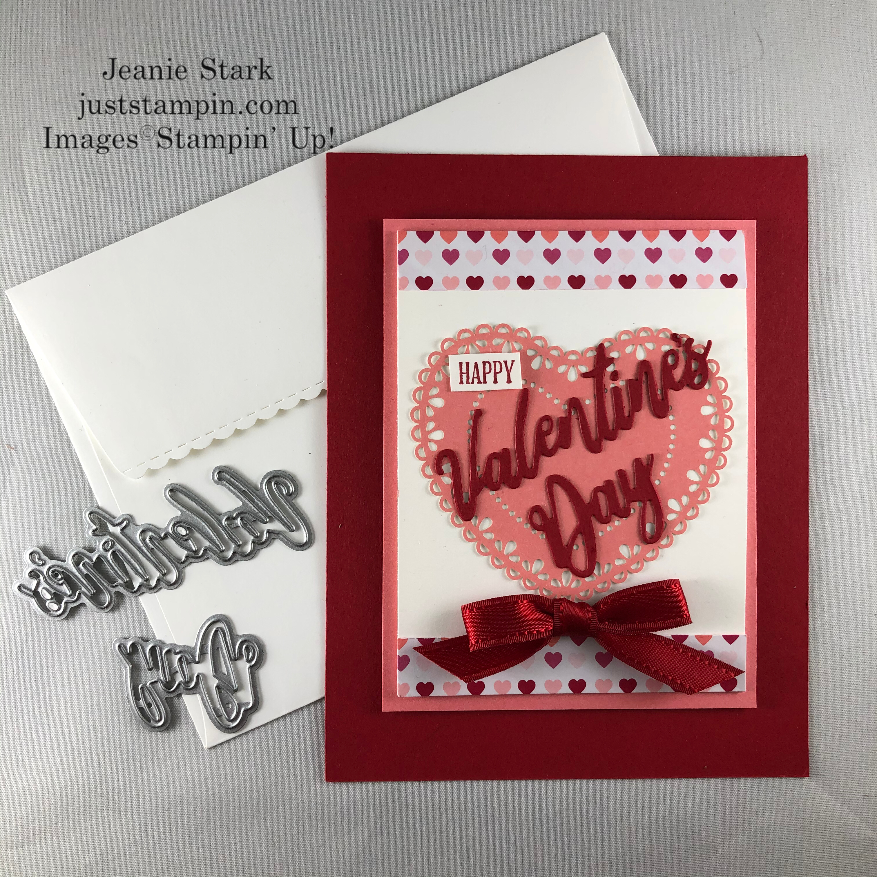 Stampin' Up! From My Heart and Word Wishes fun fold Valentine card idea - Jeanie Stark StampinUp