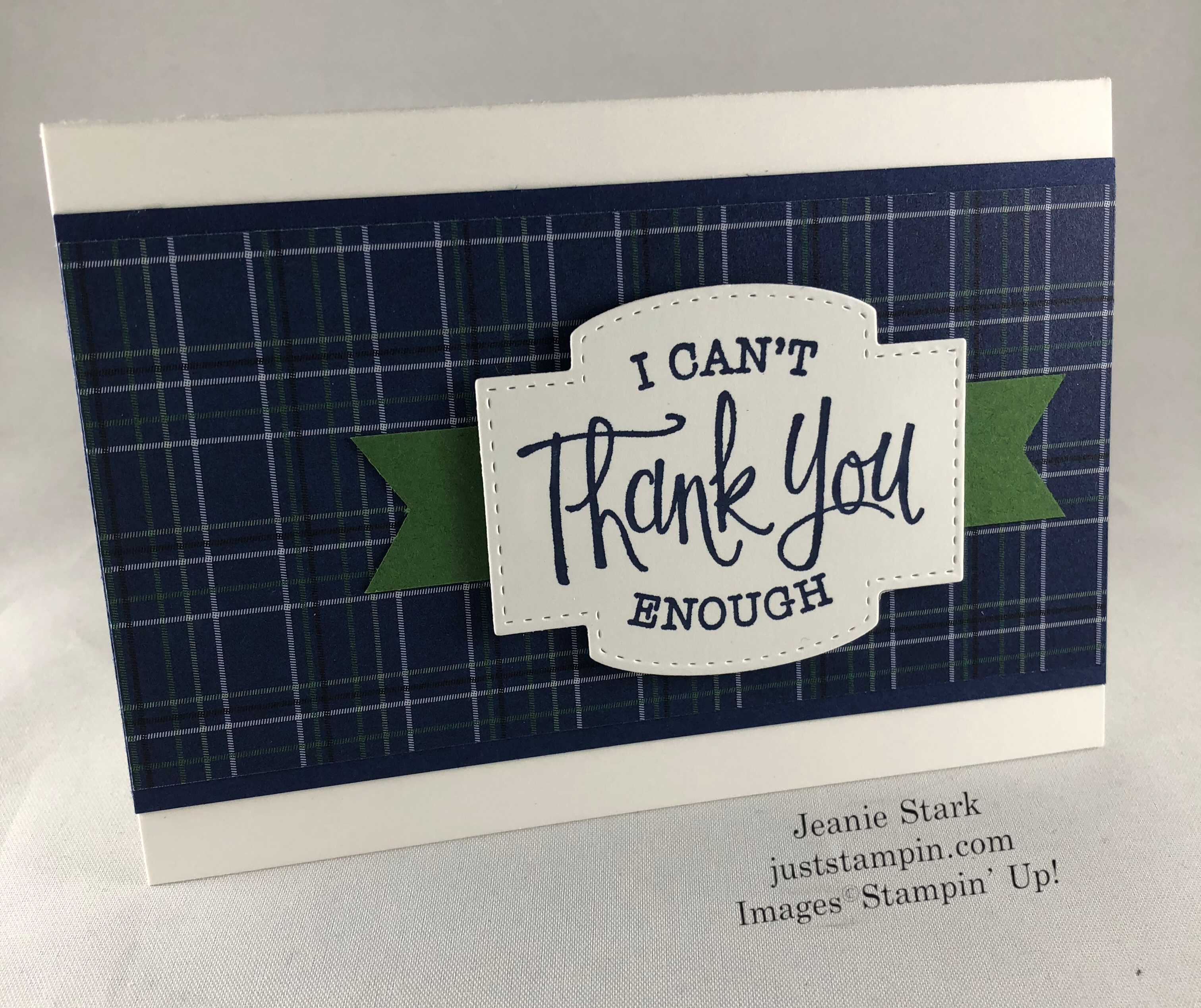 Stampin' Up! So Sentimental masculine thank you note cards featuring the Country Club Designer Series Paper - Jeanie Stark StampinUp