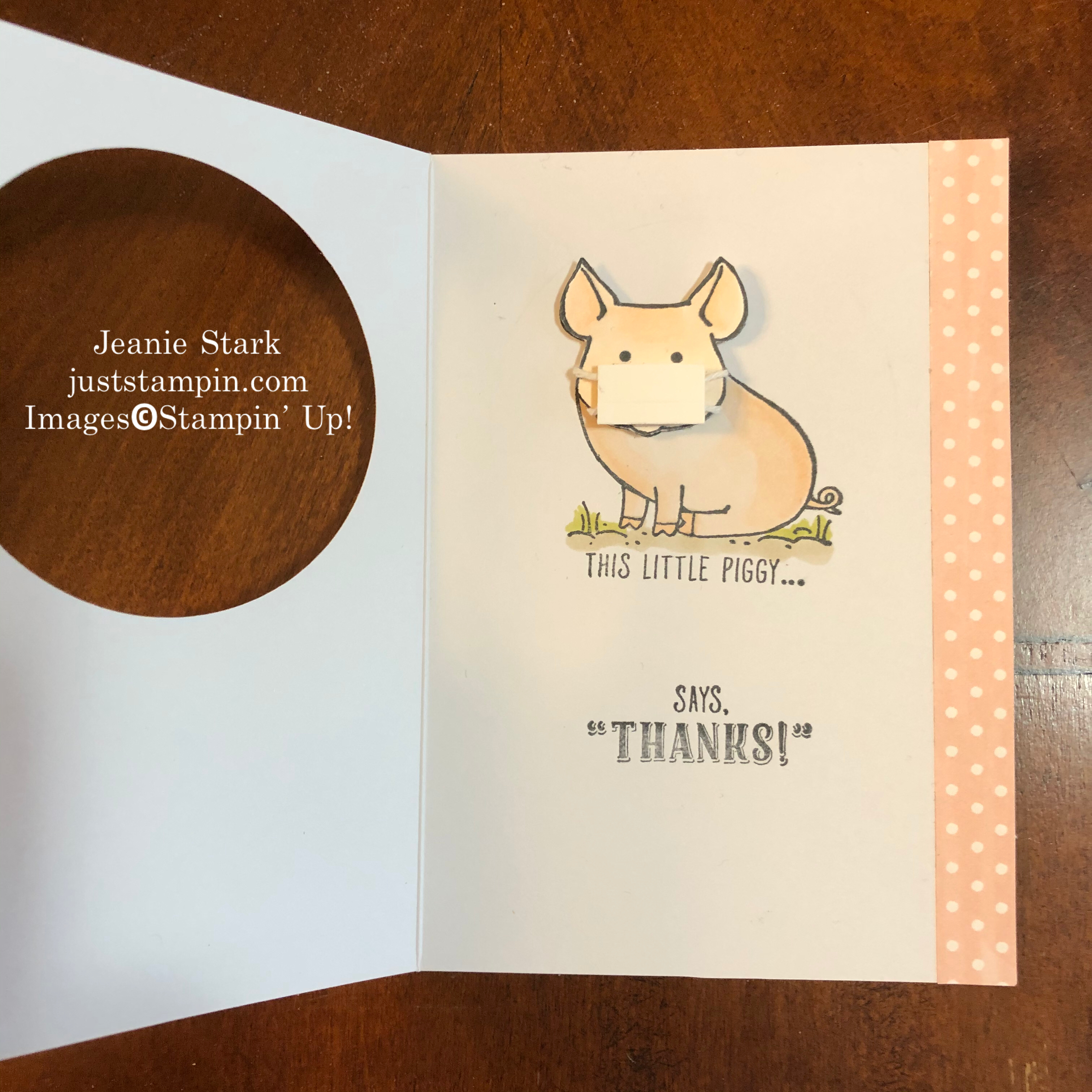 Stampin Up! This Little Piggy mask Thank You Card idea for Coronavirus Pandemic - Jeanie Stark StampinUp