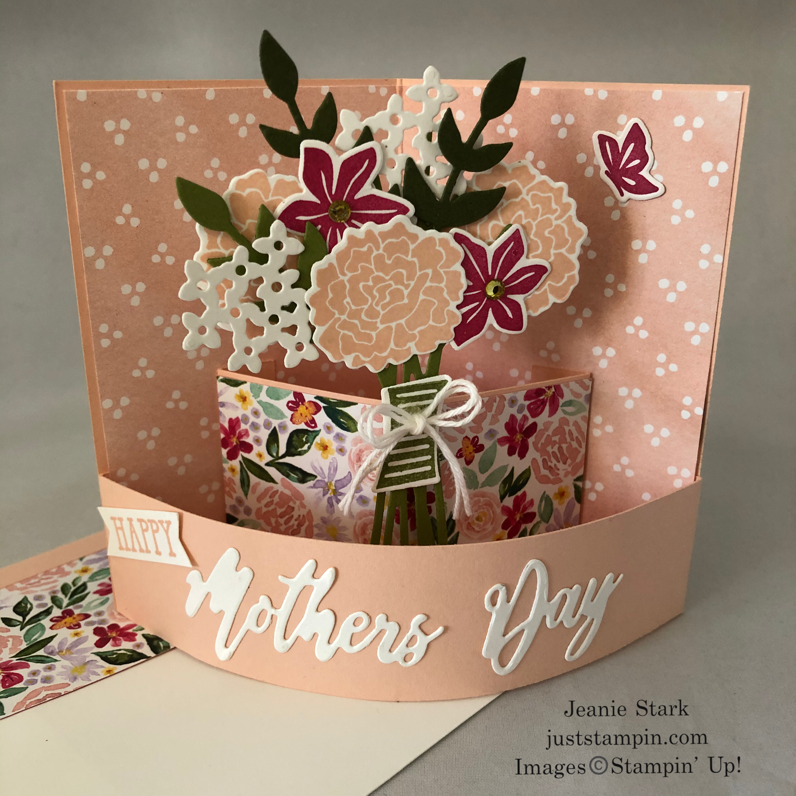 Stampin' Up! Beautiful Bouquet and Word Wishes Mother's Day fun fold card idea - Jeanie Stark StampinUp