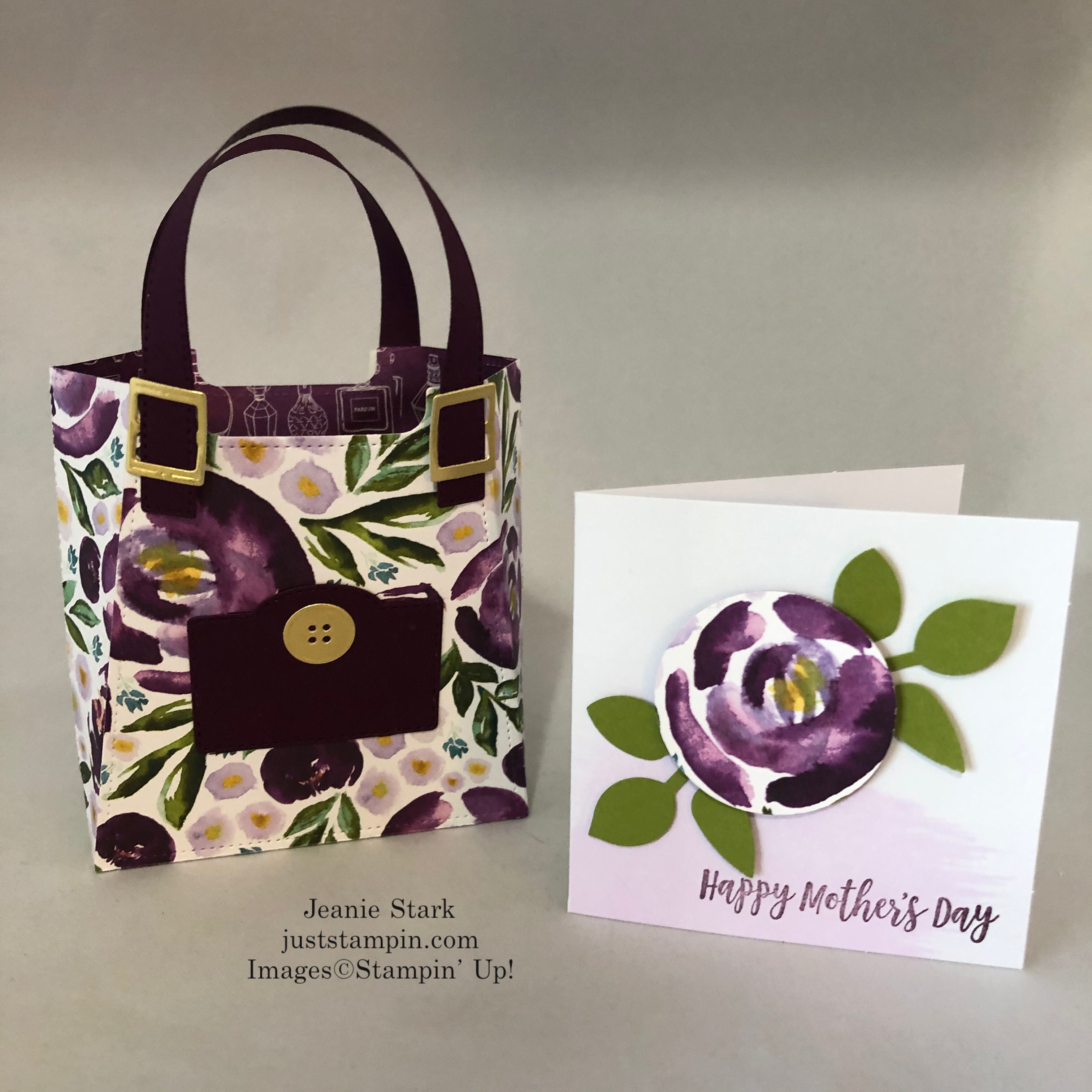 Stampin' Up! All Dressed Up purse and note card idea for Mother's Day - Jeanie Stark StampinUp