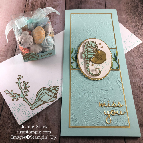 Stampin' Up! Seaside Notions and Well Written Dies slimline card and gift idea for any occasion - Jeanie Stark StampinUp