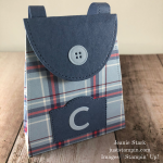 Stampin\' Up! All Dressed Up and Playful Alphabet Dies with Plaid Tidings back to school backpack idea - Jeanie Stark StampinUp