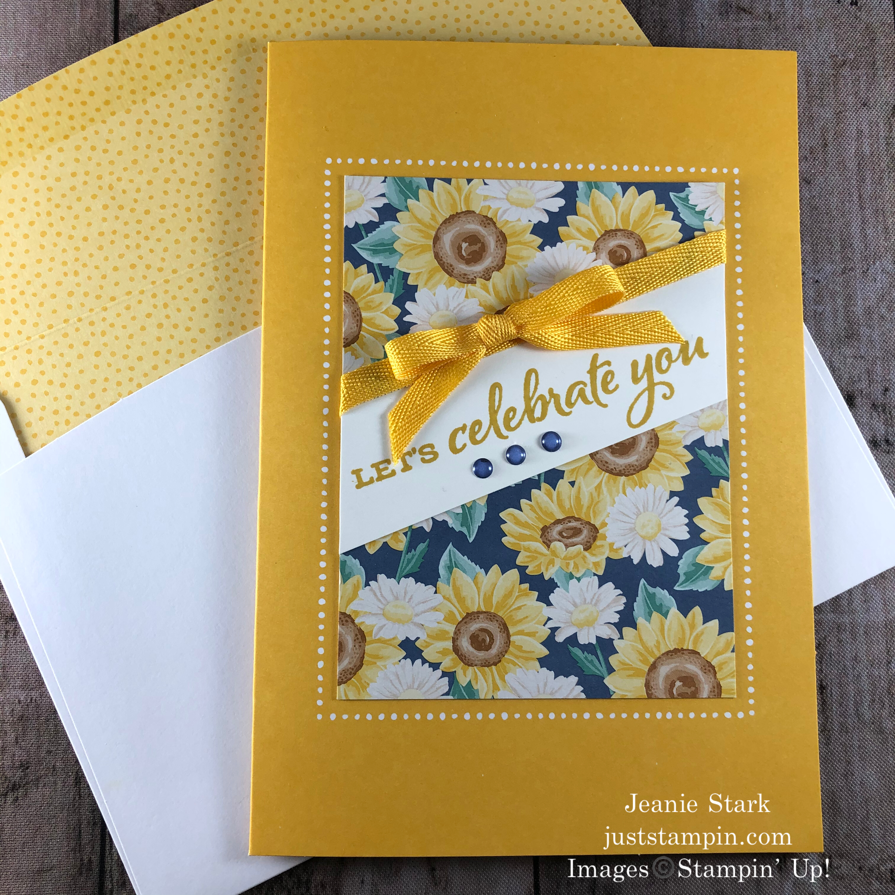 Stampin' Up! Flowers For Every Season Memories & More thank you card idea using Celebrate Sunflowers - Jeanie Stark StampinUp