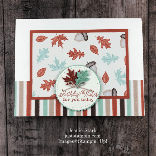 Stampin' Up! Beautiful Autumn fall birthday card idea with Gilded Autumn Specialty Designer Series Paper - Jeanie Stark StampinUp