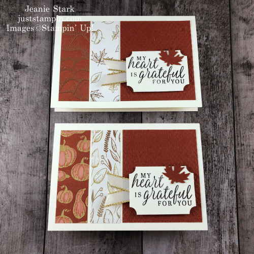 Stampin' Up! Beautiful Autumn thank you note card idea with Gilded Autumn Specialty Designer Series Paper - Jeanie Stark StampinUp