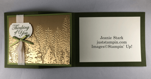 Stampin' Up! Thinking of You Evergreen Forest Embossed Fun Fold Card idea - Jeanie Stark StampinUpn