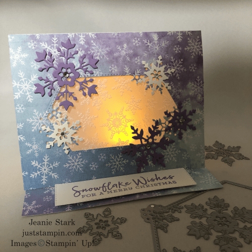 Stampin' Up! Snowflake Wishes light up fun fold Christmas card idea - Jeanie Stark StampinUp