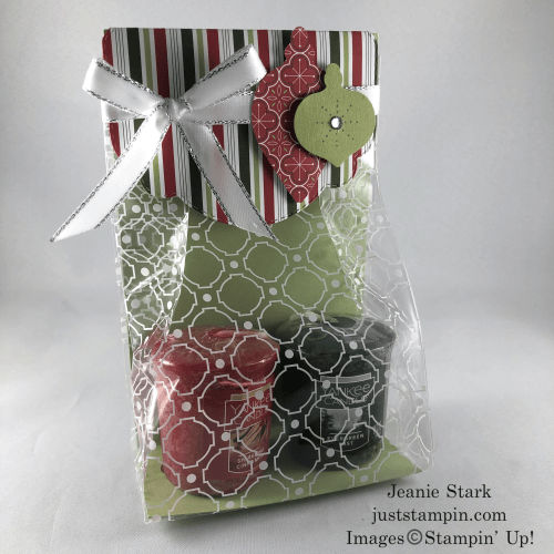 Stampin' Up! Celebration Labels Dies and Ornament Punch Pack Mosaic Gusseted Cellophane Bag Christmas gift idea - Jeanie Stark StampinUp