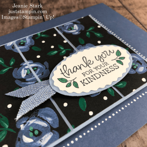 Stampin' Up! Oval Occasions thank you card idea with Flower & Field Designer Series Paper and Memories & More cards & envelopes - Jeanie Stark StampinUp