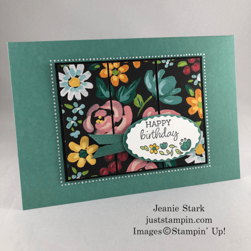 Stampin' Up! Oval Occasions birthday card idea with Flower & Field Designer Series Paper and Memories & More cards & envelopes - Jeanie Stark StampinUp