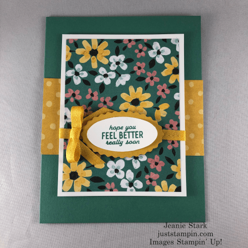 Stampin' Up! Party Punch get well card idea with Flower & Fields Designer Series Paper and Double Oval Punch - Jeanie Stark StampinUp