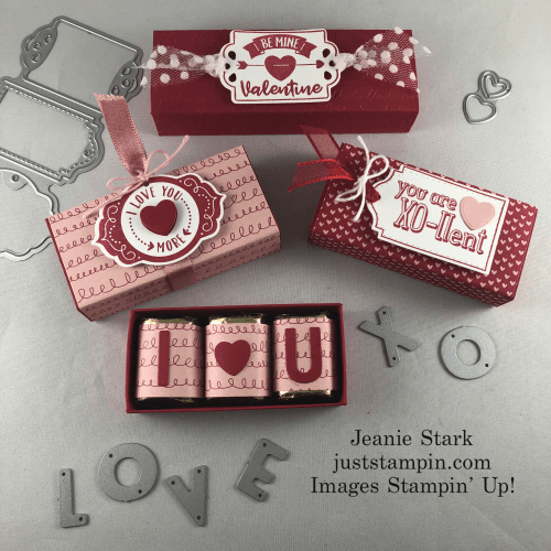 Stampin' Up! Playful Alphabet and Trio of Tags Hershey Nugget Slider Box ideas - Jeanie Stark StampinUp