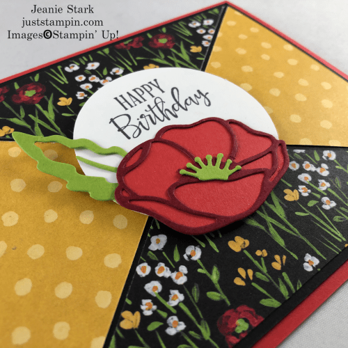 Stampin' Up! Peaceful Moments Birthday card idea with Flower & field Designer Series Paper and Poppy Moments Dies - Jeanie Stark StampinUp