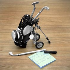 Golf bag with pens - visit juststampin.com for more information and handmade golf them projects - Jeanie Stark StampinUp